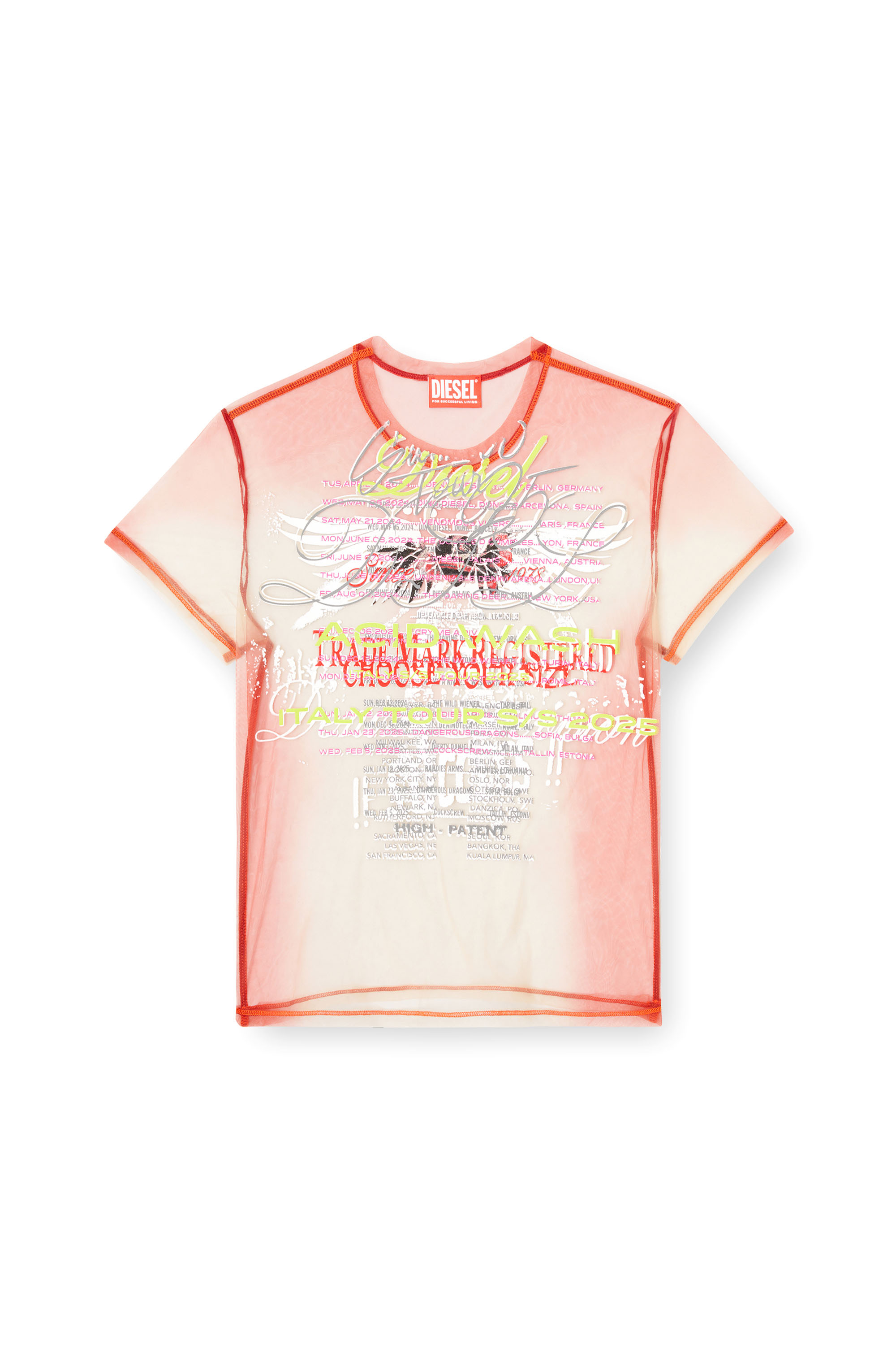 Diesel - T-YRAC, Haut transparent avec imprimé paroles Femme in Rose - 2