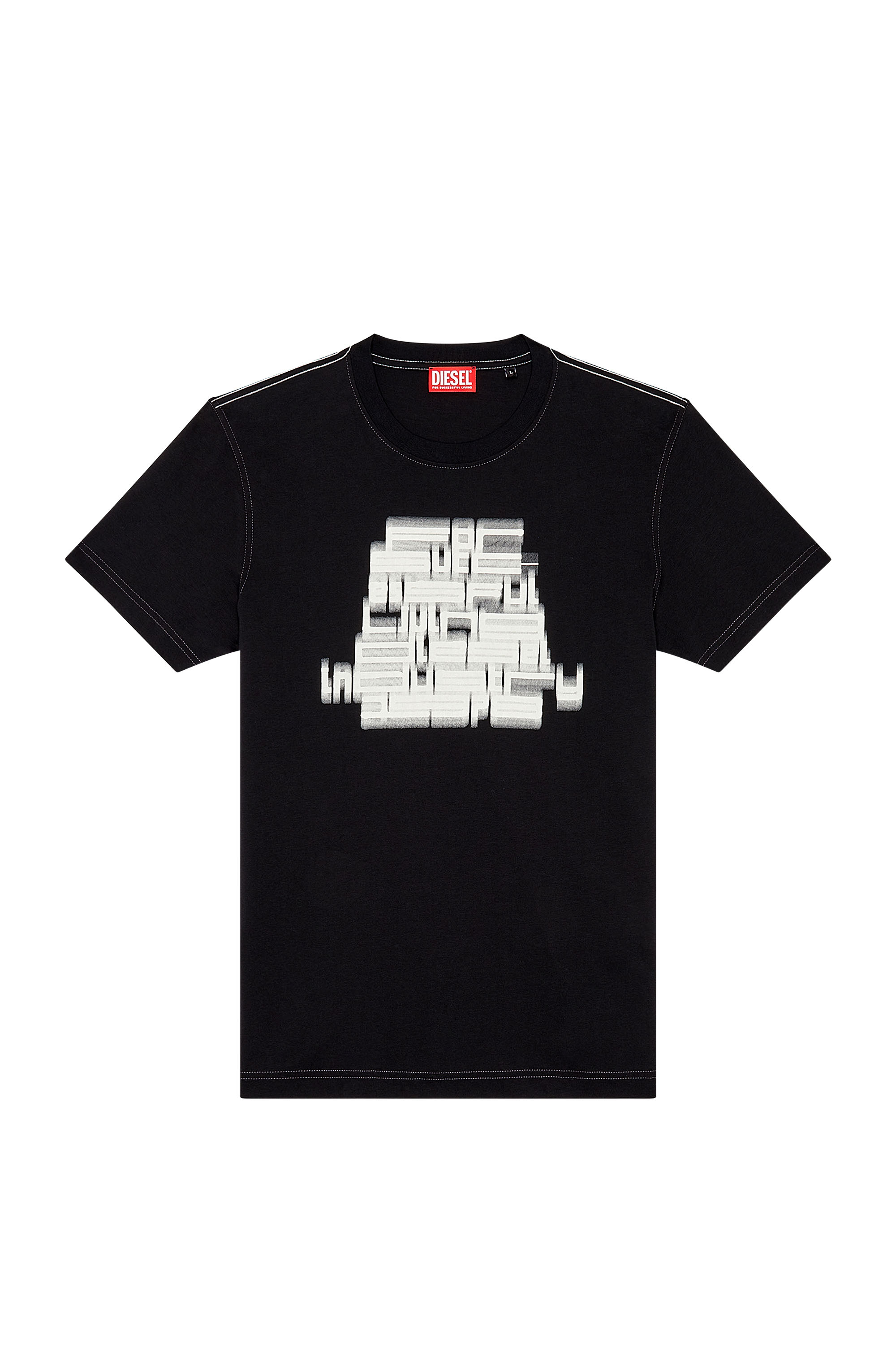 Diesel - T-DIEGOR-N1, T-shirt avec imprimé For Successful Living effet flou Homme in Noir - 3