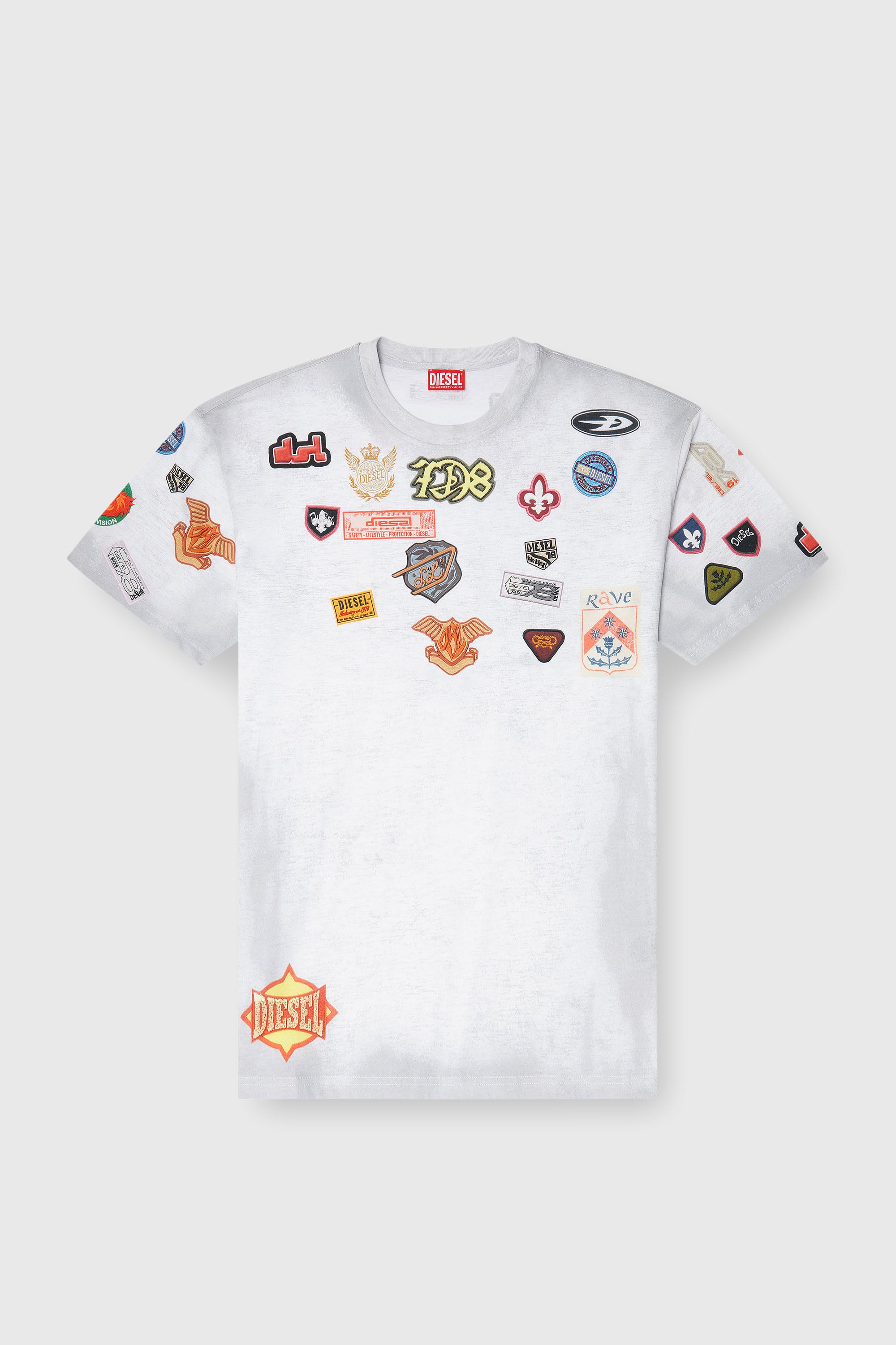 Diesel - T-BOXT-AA6, T-shirt en coton avec imprim&eacute; patchs all-over Homme in Blanc - 2