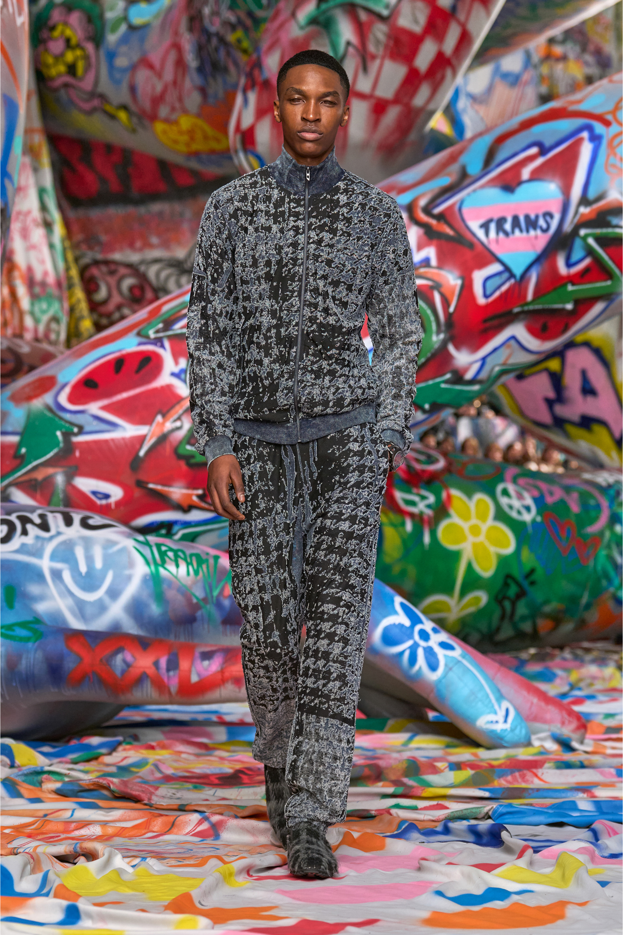 Diesel - P-LABIS, Pantalon à taille élastiquée en dévoré motif pied-de-poule Homme in Polychrome - 3