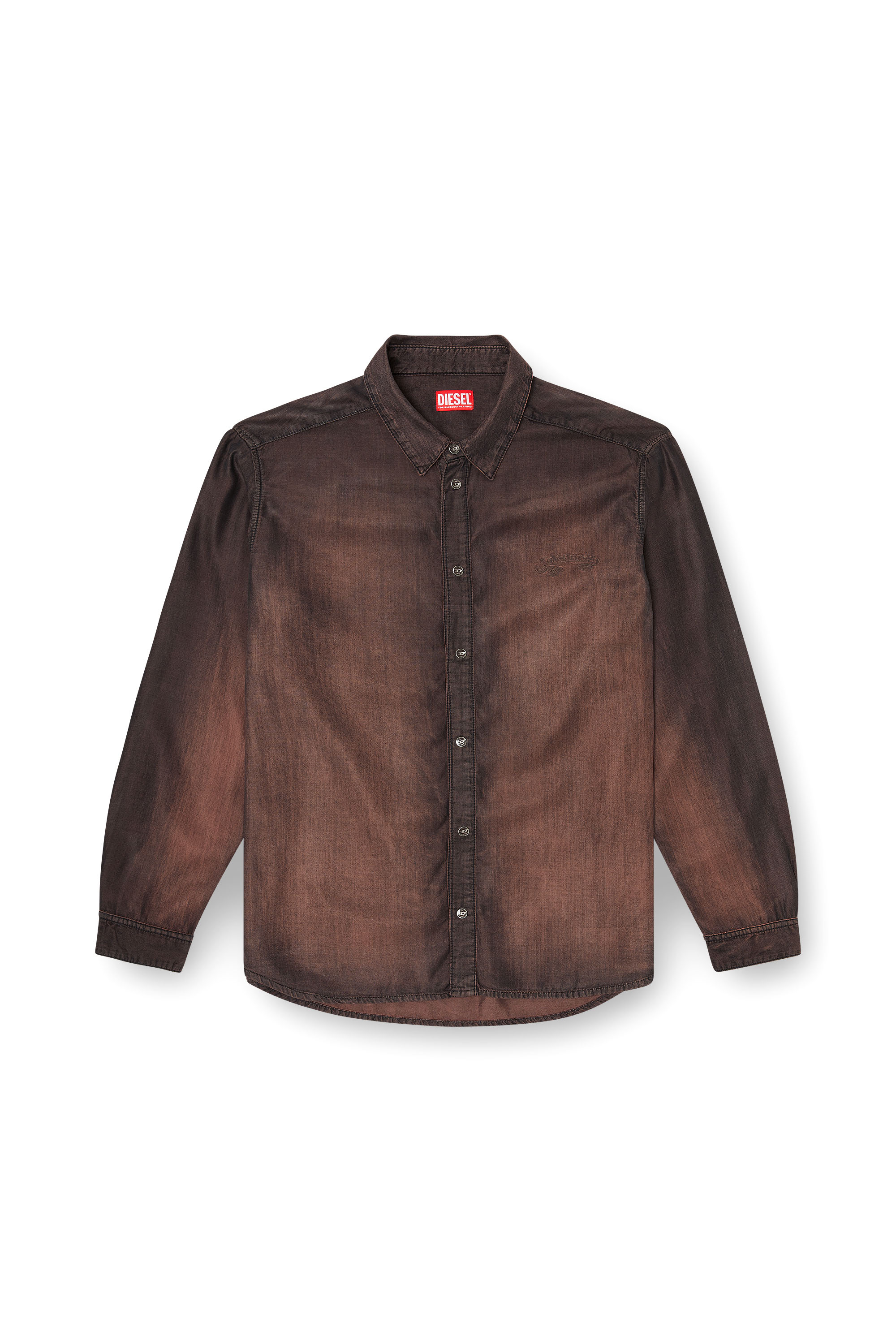 Diesel - D-SIMPLY-S16, Chemise en denim enduit fluide Homme in Marron - 3