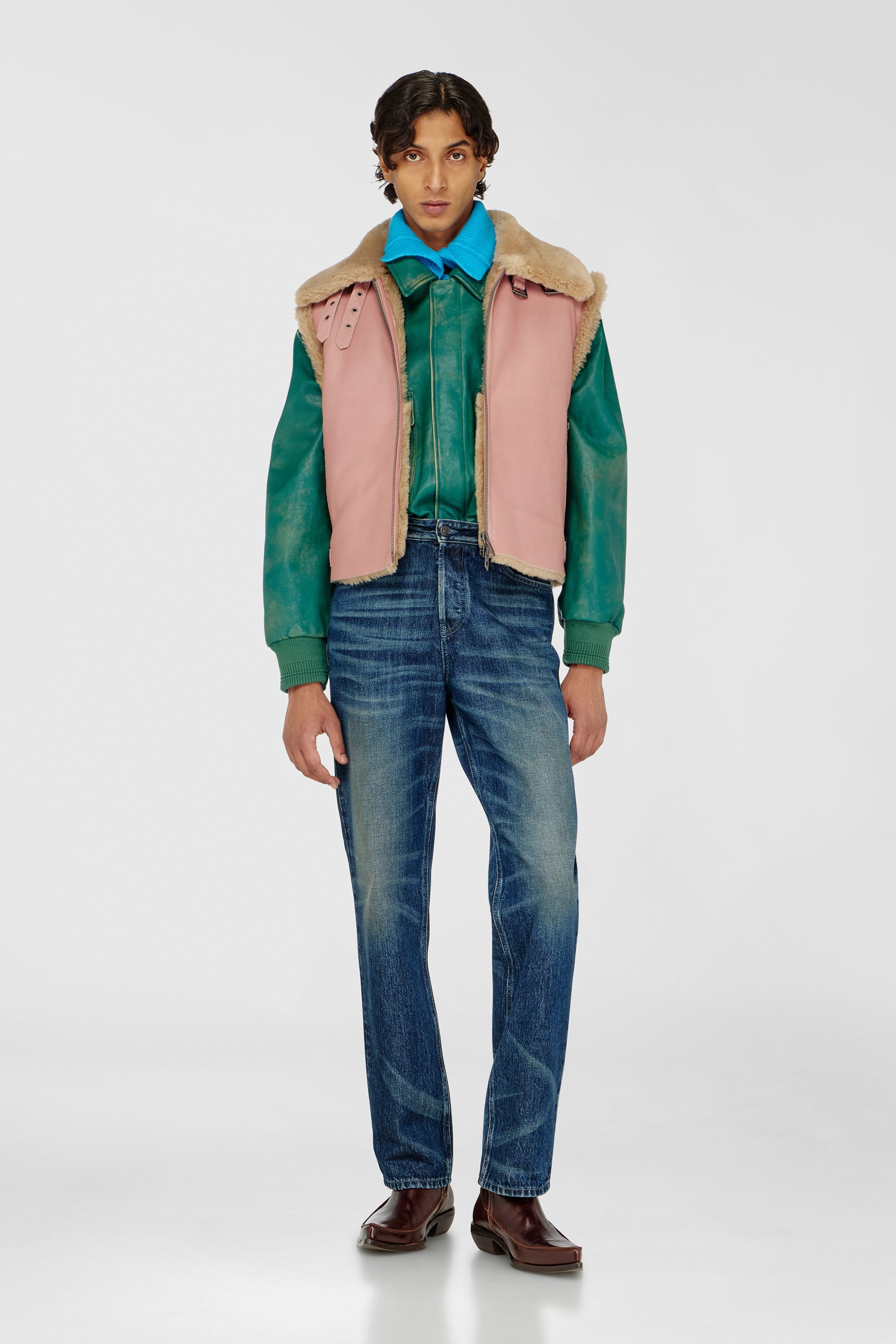 Diesel - L-HONT, Gilet en cuir shearling Homme in Rose - 2