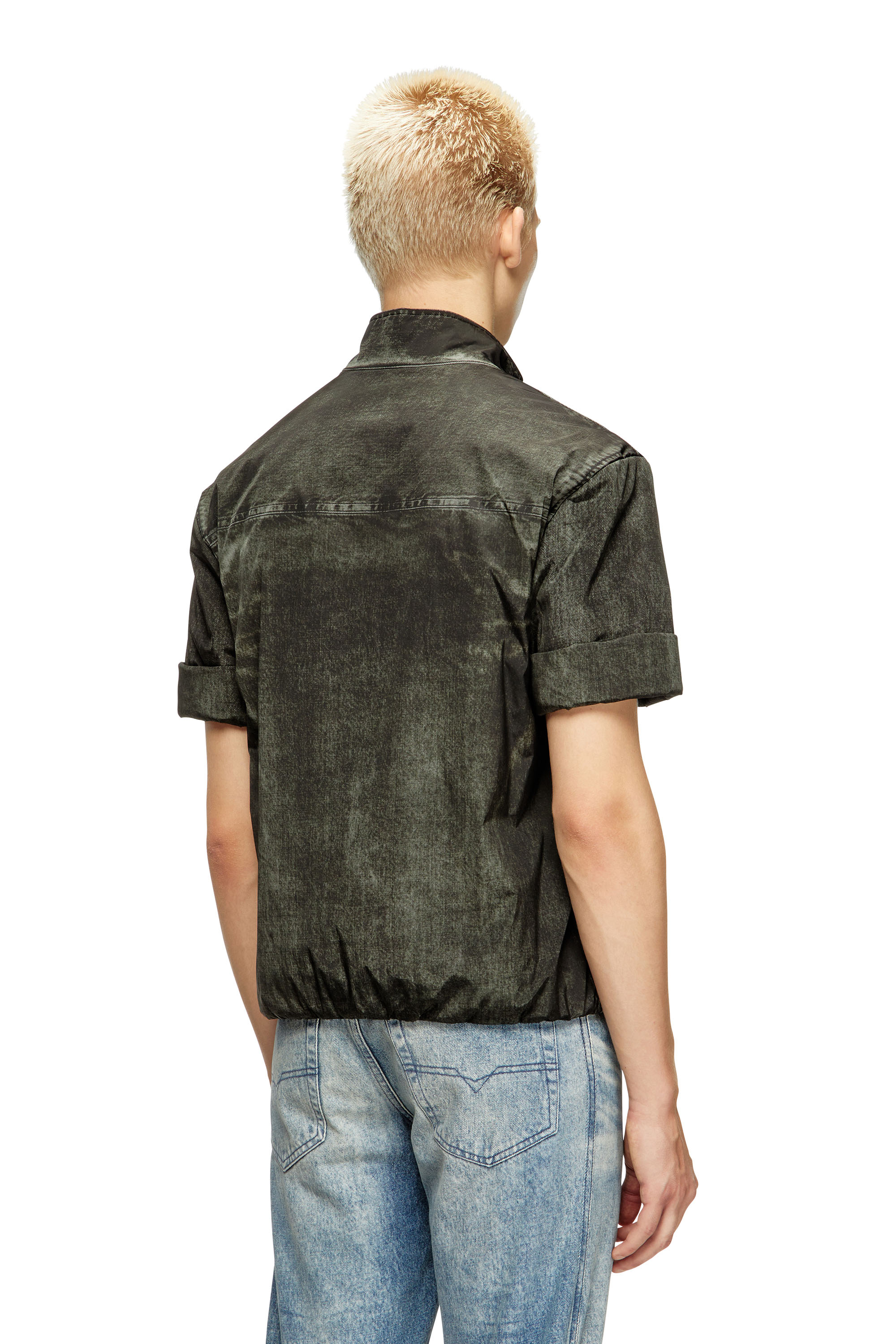 Diesel - J-VALOIS, Veste à manches courtes en nylon effet denim Homme in Noir - 4