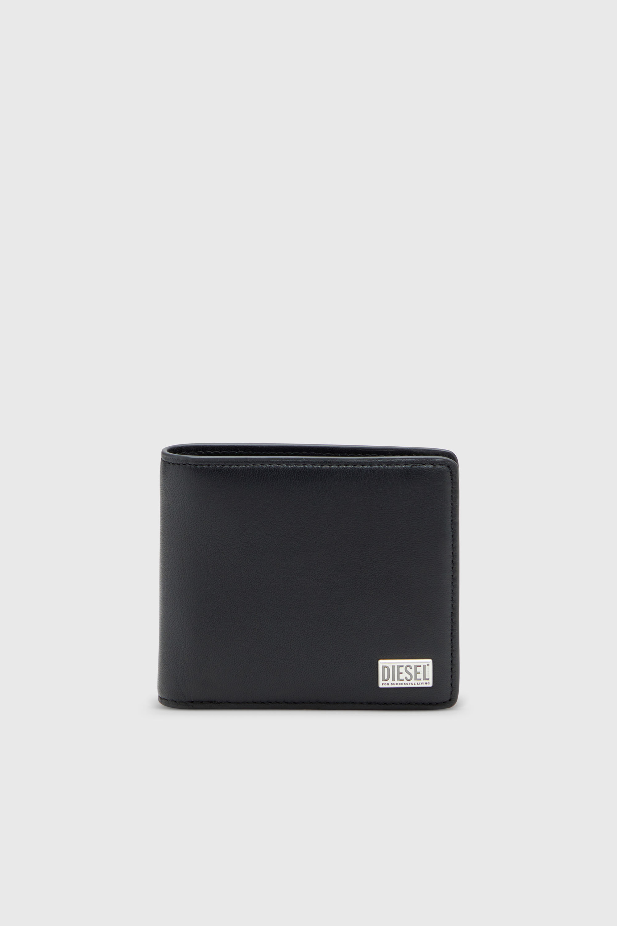 Diesel - BISCOTTO BI FOLD COIN S 3D, Portefeuille &agrave; rabats en cuir semi-brillant Homme in Noir - 1