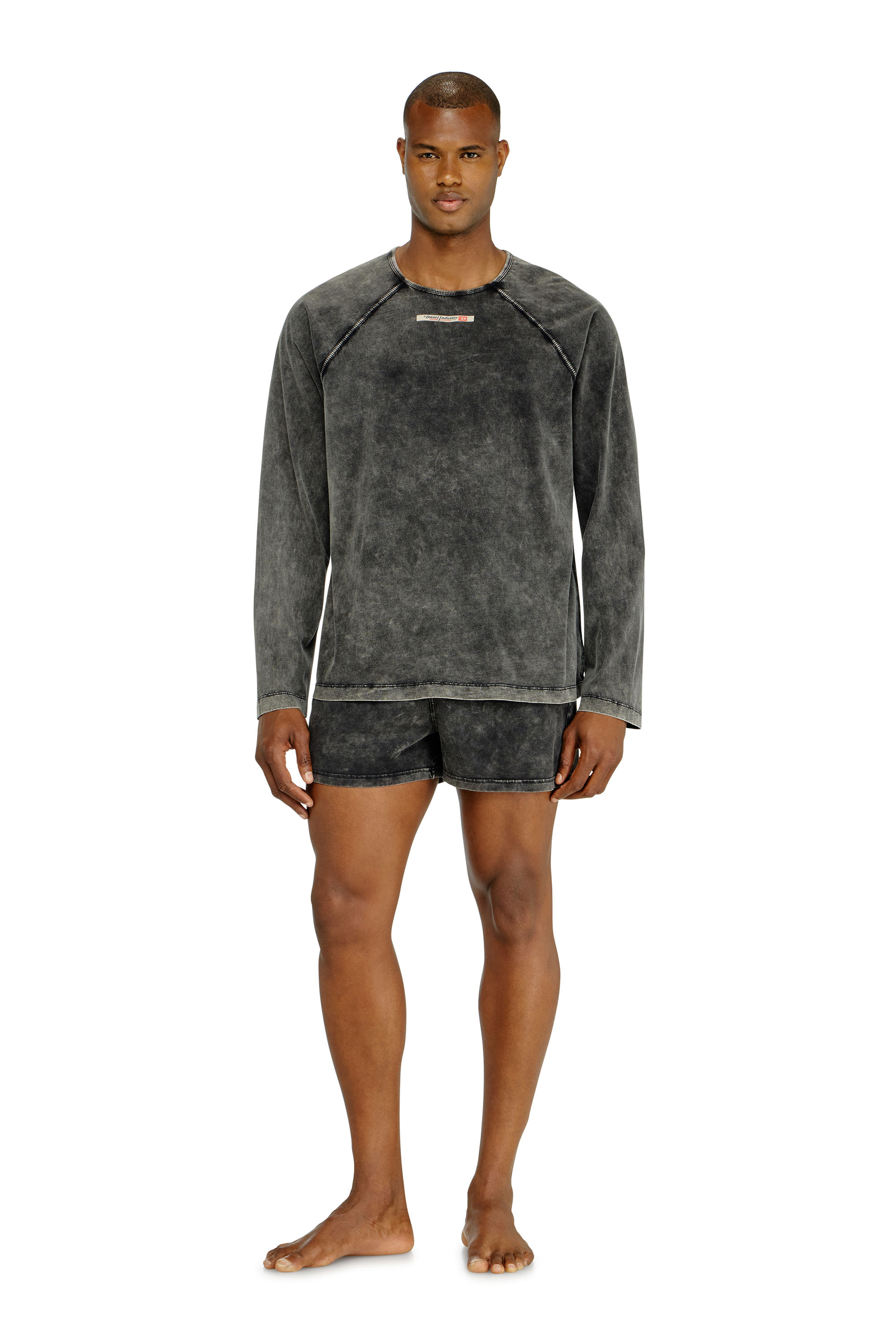 Diesel - BRYAN-DNM, Haut de pyjama en coton avec patch logo Homme in Gris - 2