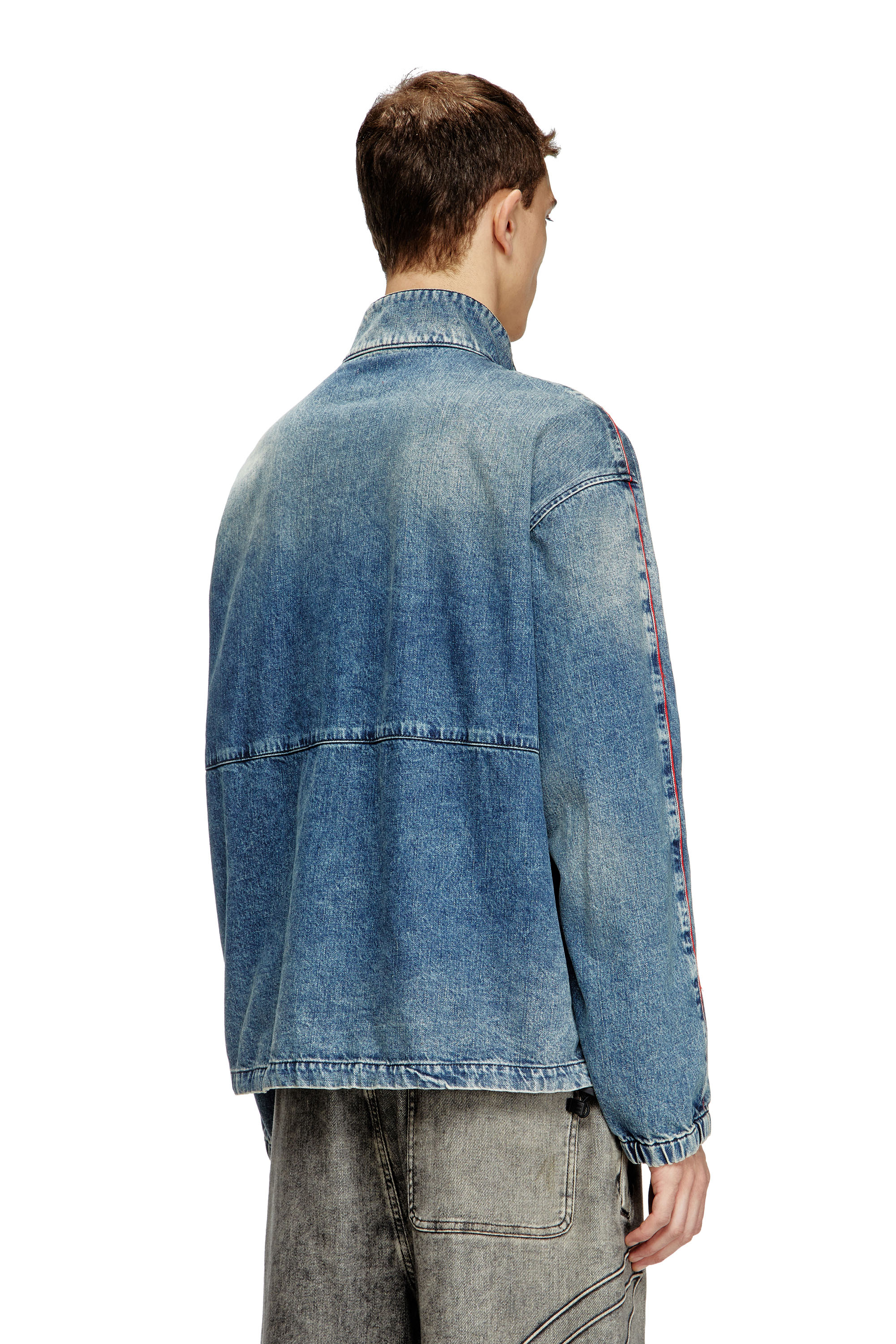 Diesel - D-KRAP-S2, Veste en denim avec passepoil rouge Homme in Bleu - 4