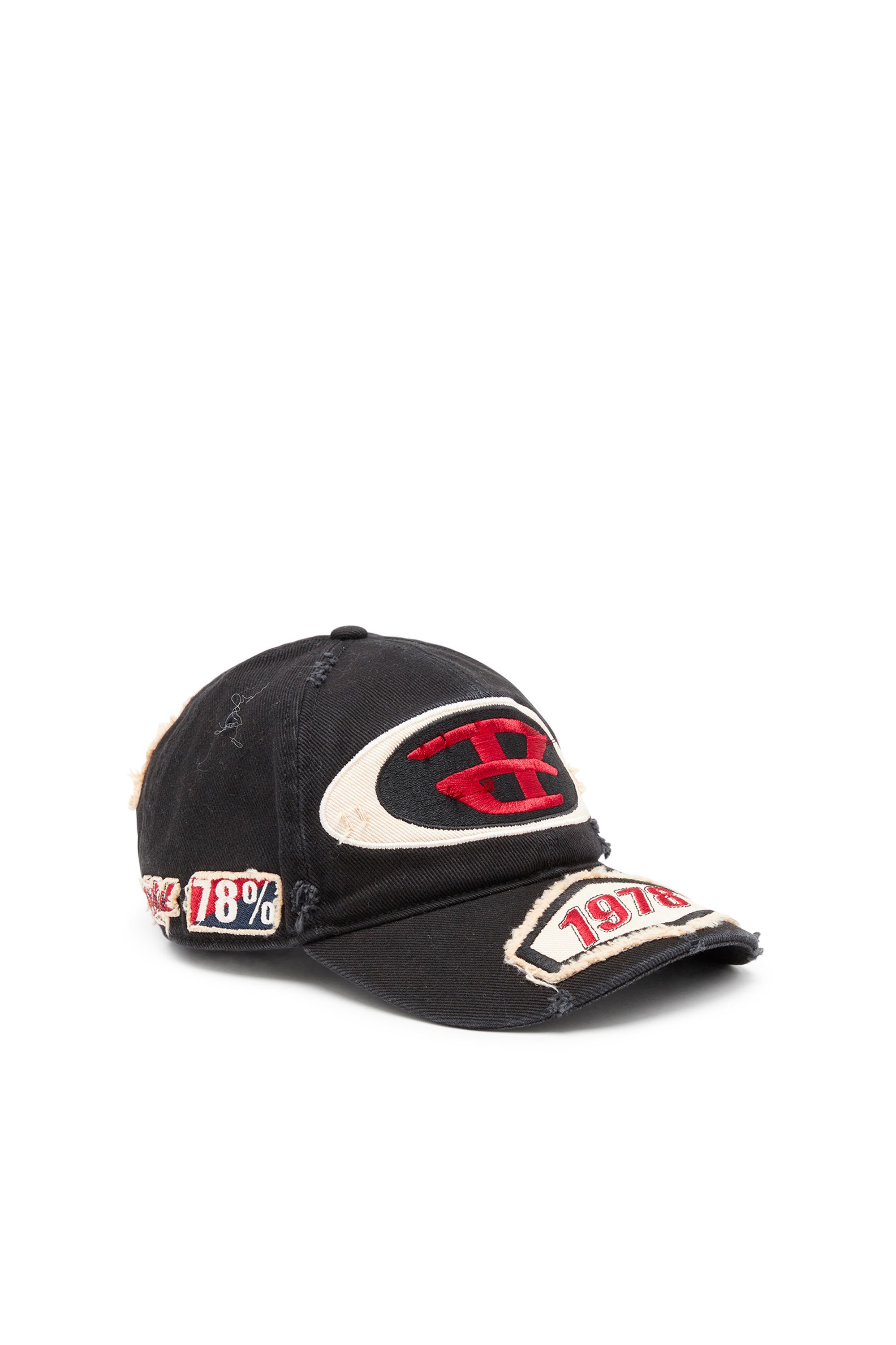 Diesel - C-BRAFF, Casquette de baseball avec empiècements brodés Homme in Noir - 2