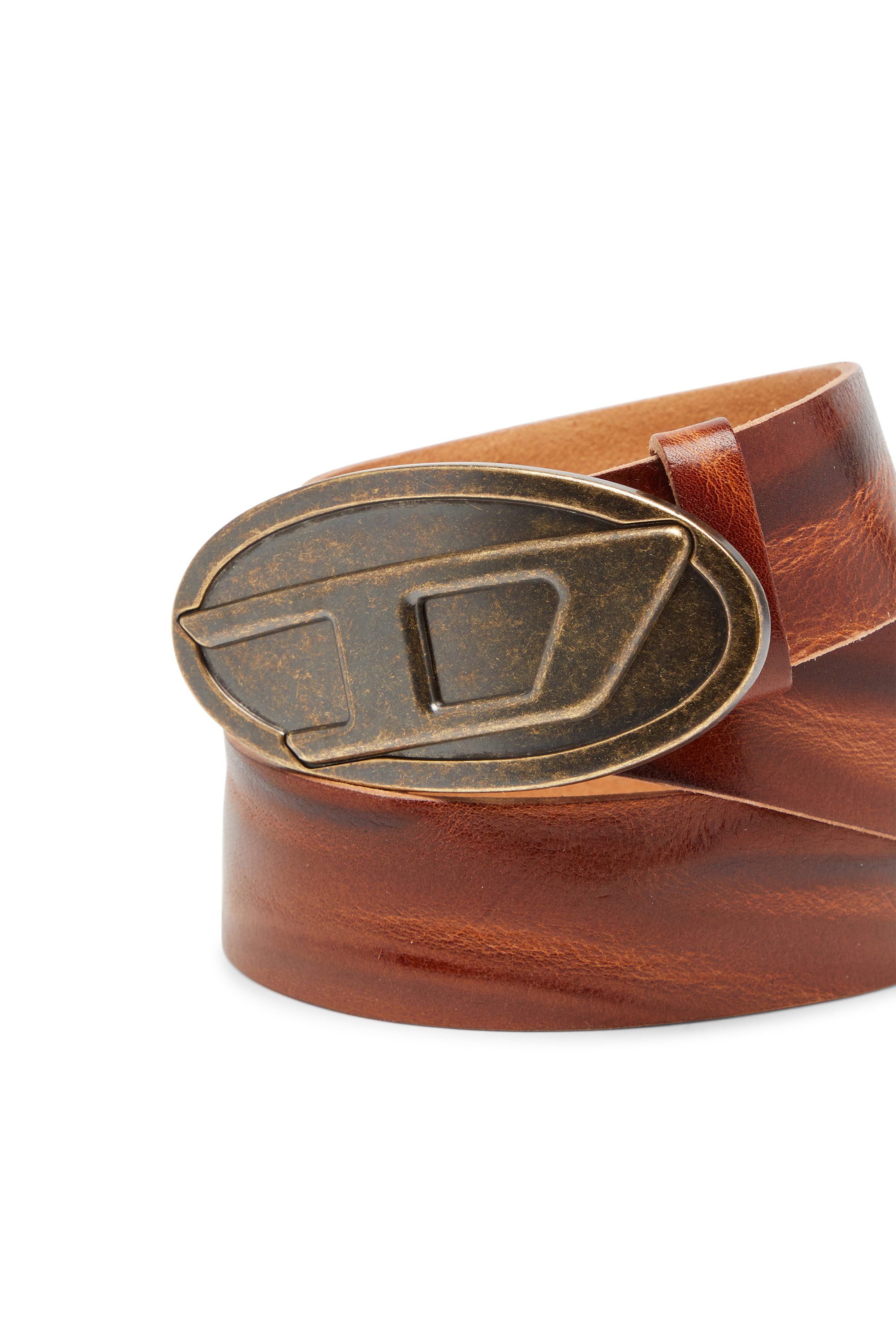 Diesel - B-1DR 2.0, Ceinture de 4 cm en cuir ciré Homme in Marron - 3