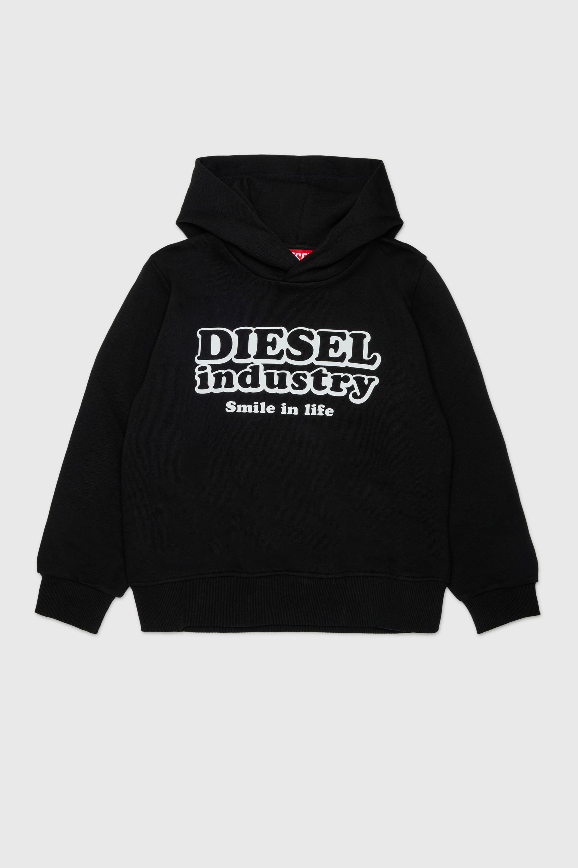 Diesel - SLODIMHOOD OVER, Sweat &agrave; capuche avec imprim&eacute; Diesel Industry Homme in Noir - 1