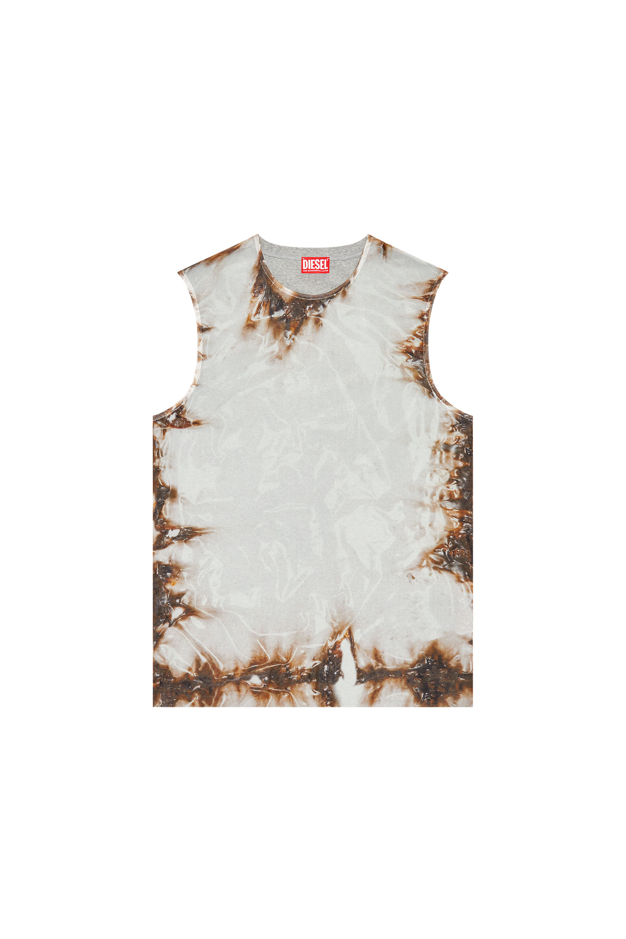 Diesel - T-BISCO-BURN-ART, Top en tulle avec imprimé plastique brûlé Homme in Polychrome - 3