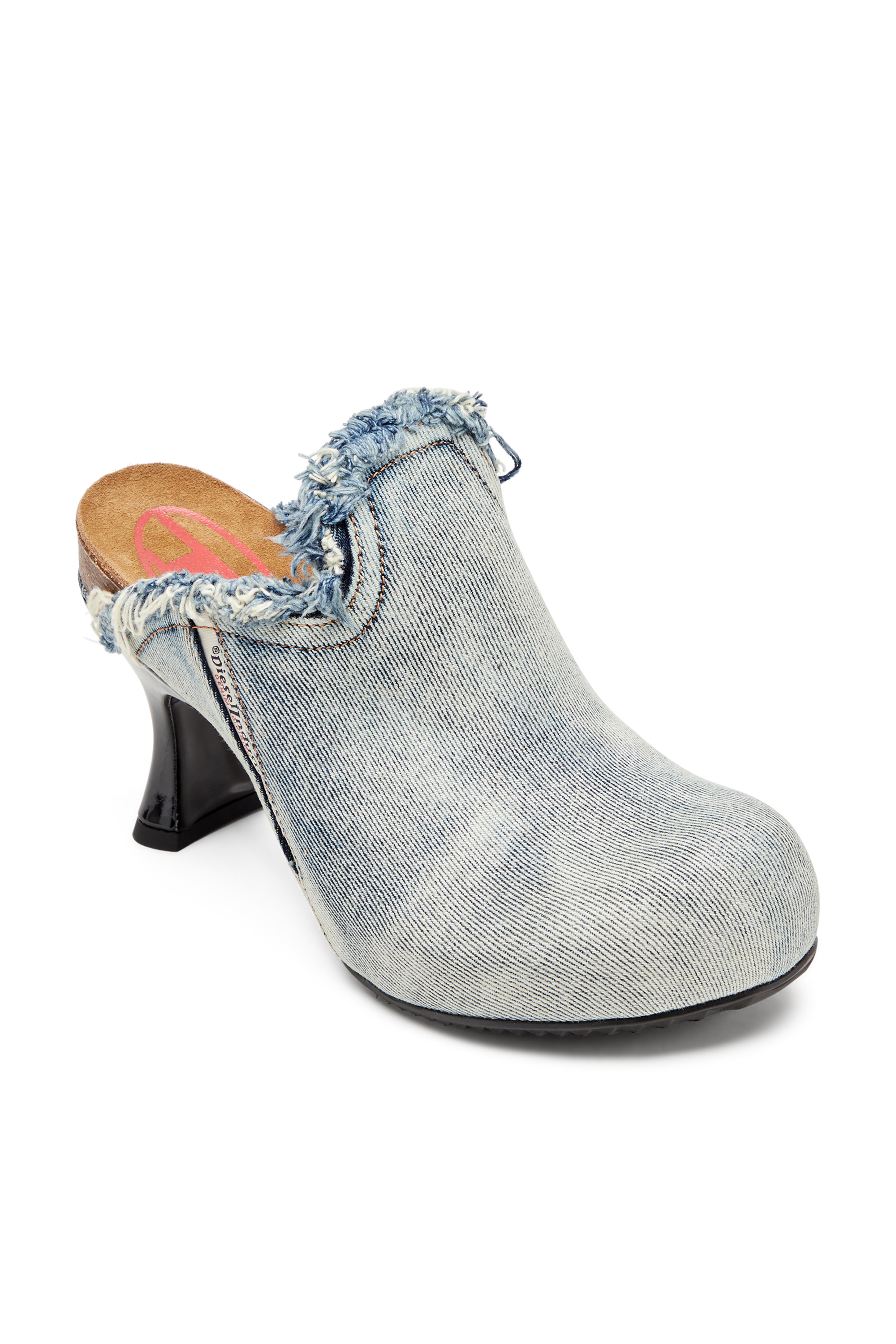 Diesel - D-WOODSTOCK ML W, Mules en denim effiloché Femme in Bleu - 7