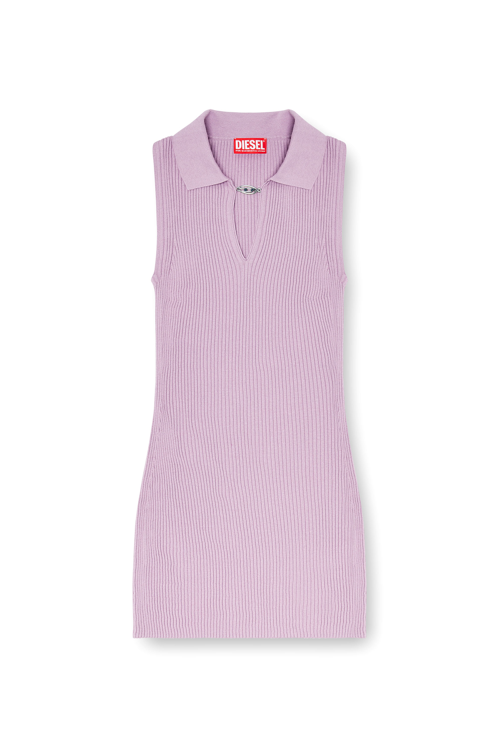 Diesel - M-LILMA, Robe polo courte en maille c&ocirc;tel&eacute;e m&eacute;lang&eacute;e soie Femme in ToBeDefined - 1