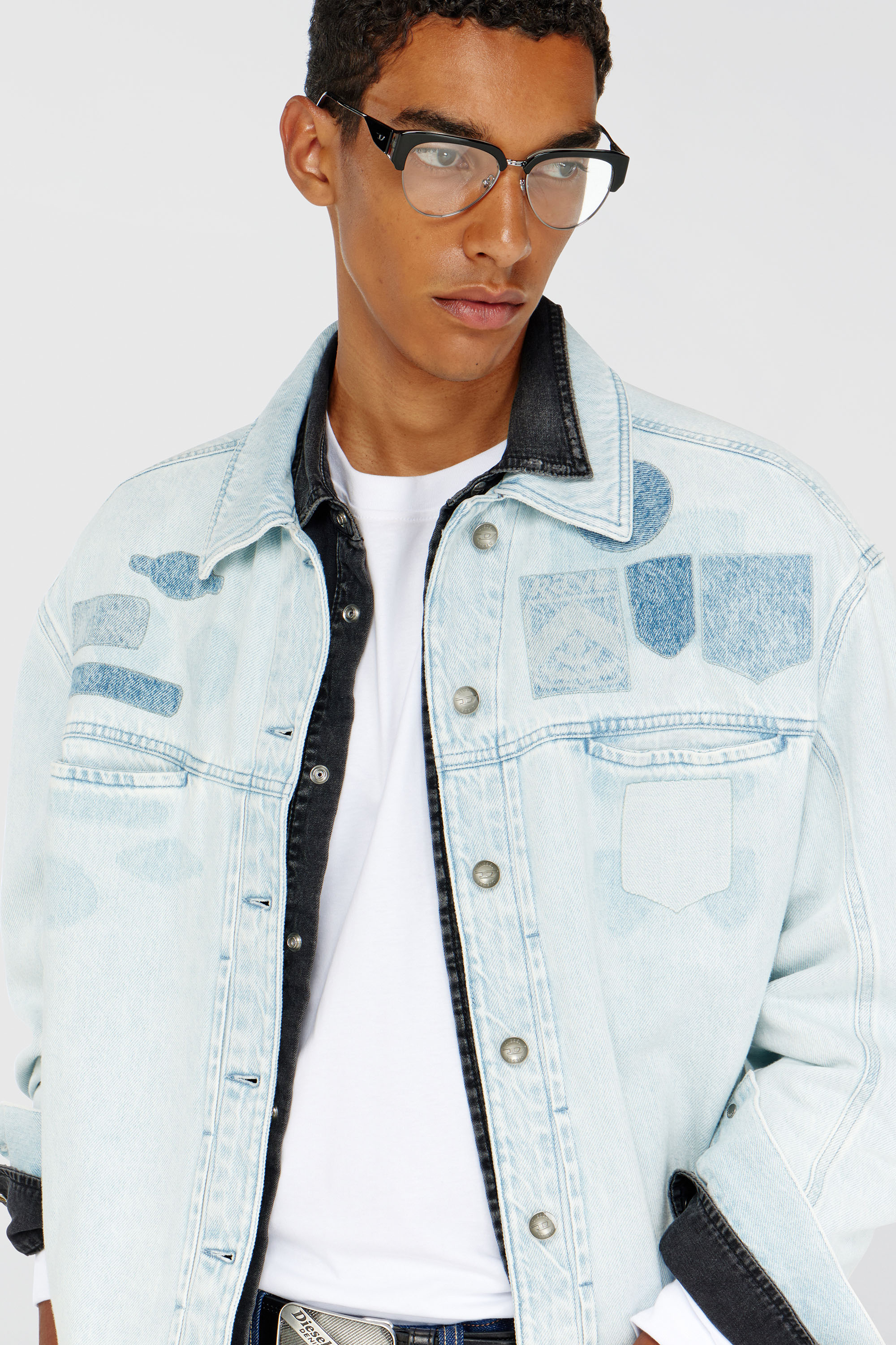 Diesel - D-RYMAVO-S, Chemise en denim effet patch Mixte in Bleu - 5