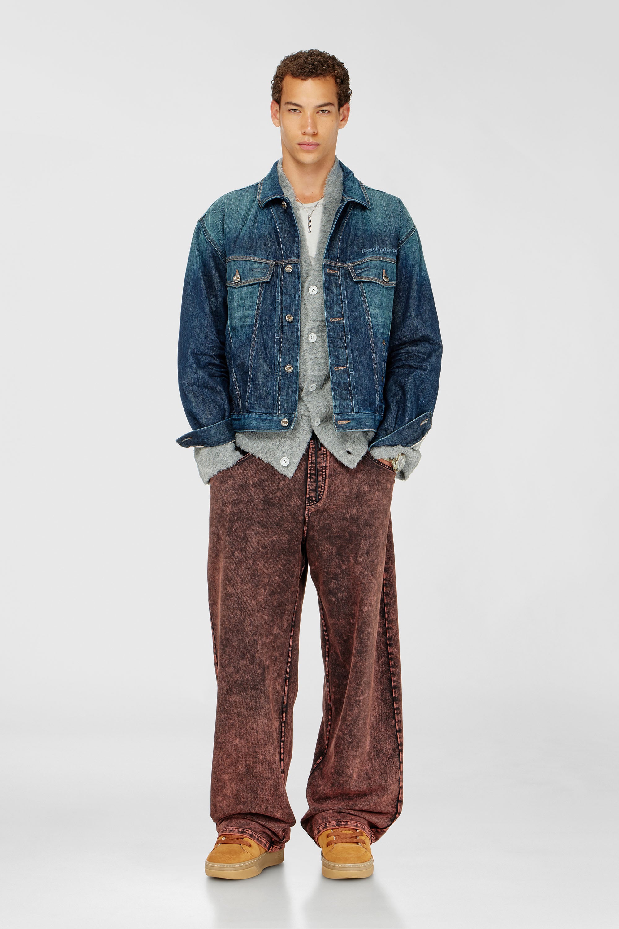 Diesel - P-STUK, Pantalon de surv&ecirc;tement effet denim Homme in Rouge - 1