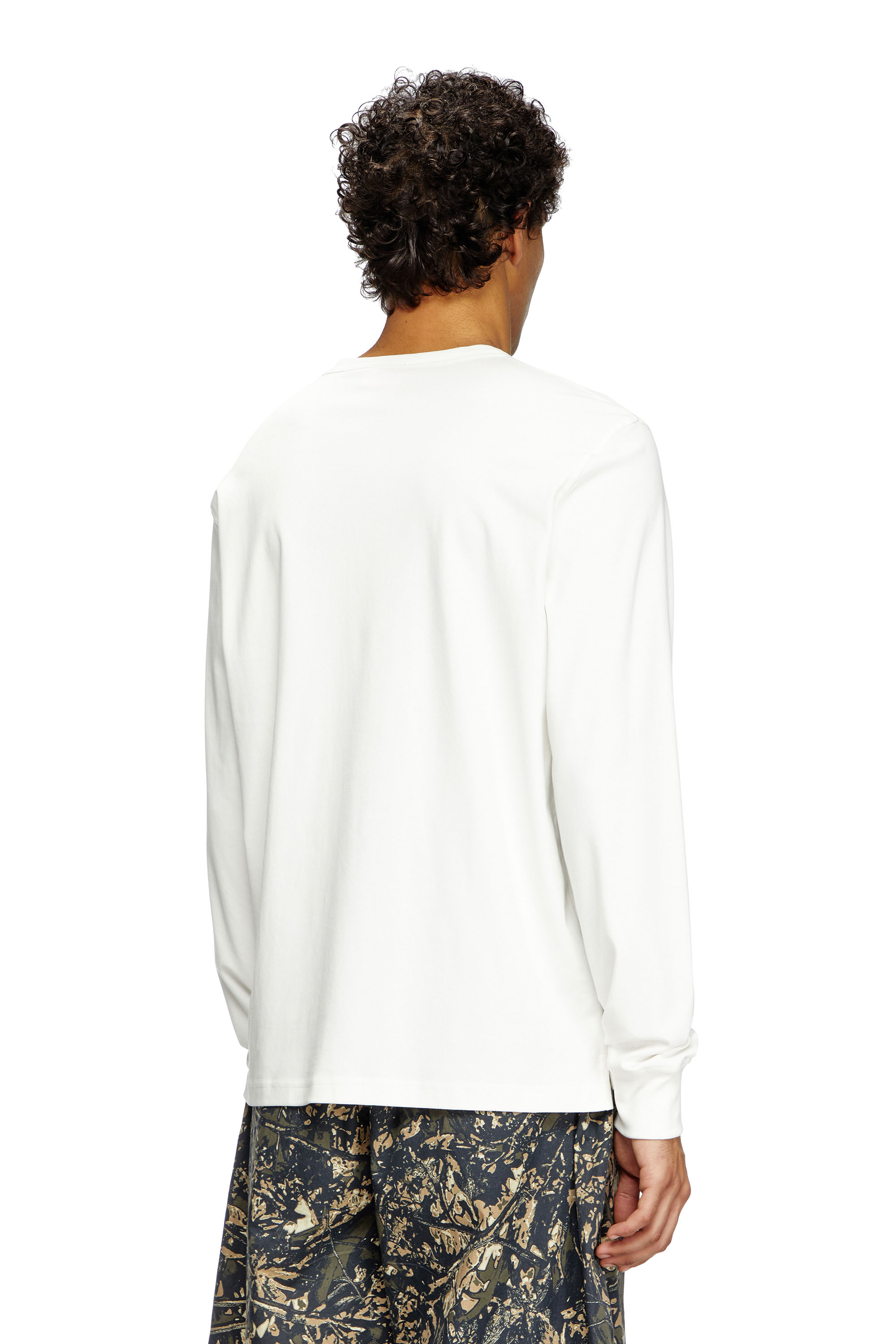 Diesel - T-ADJUST-LS-SLITS-R17, T-shirt à manches longues avec logo brodé Homme in Blanc - 4