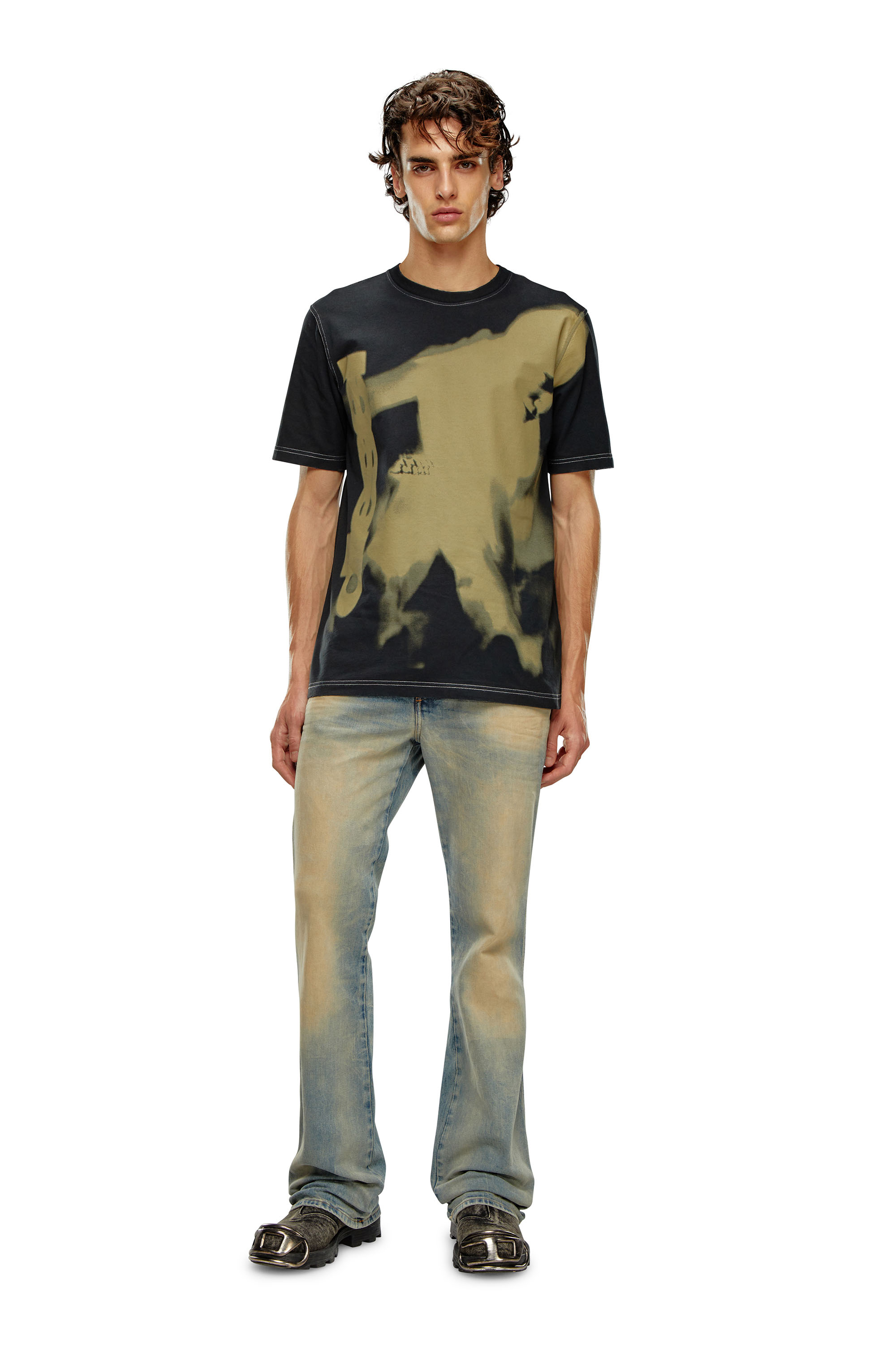 Diesel - T-JUST-N13, Homme T-shirt avec imprimé taché in Noir - Image 2