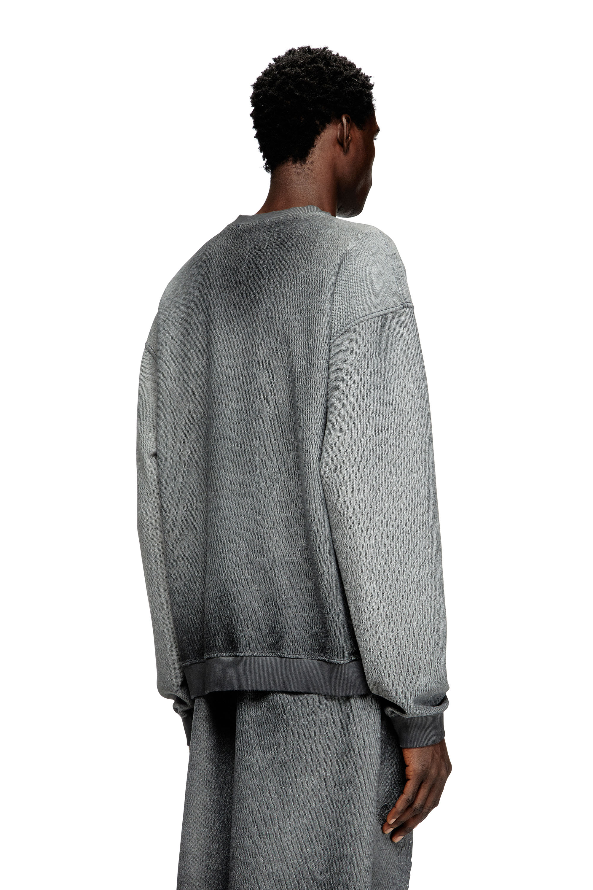 Diesel - S-ARON, Sweat-shirt délavé avec logo du phénix en dévoré Homme in Gris - 4