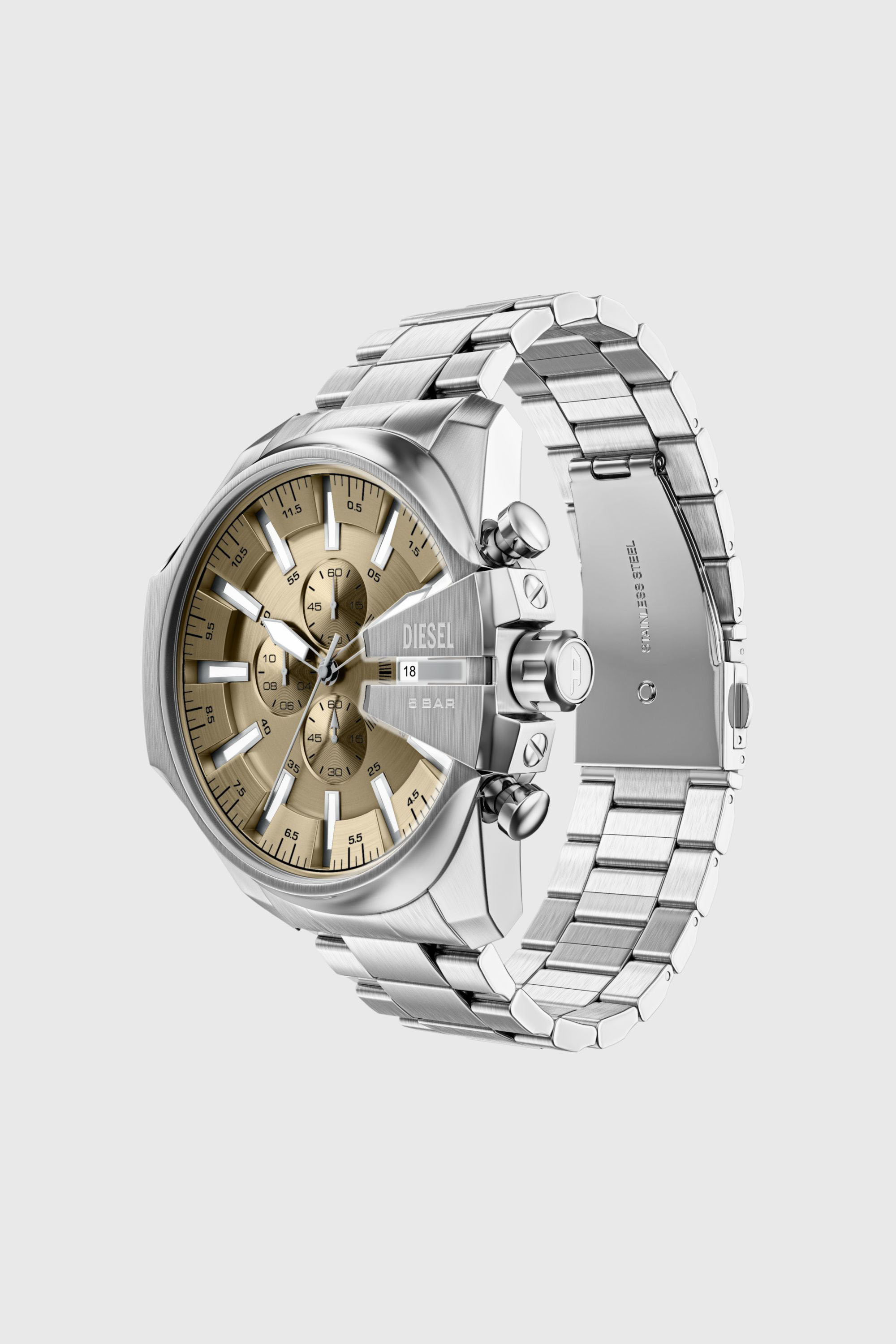 Diesel - DZ4702 WATCH, Montre Mega Chief Slim en acier inoxydable Homme in Gris argent&eacute; - 7
