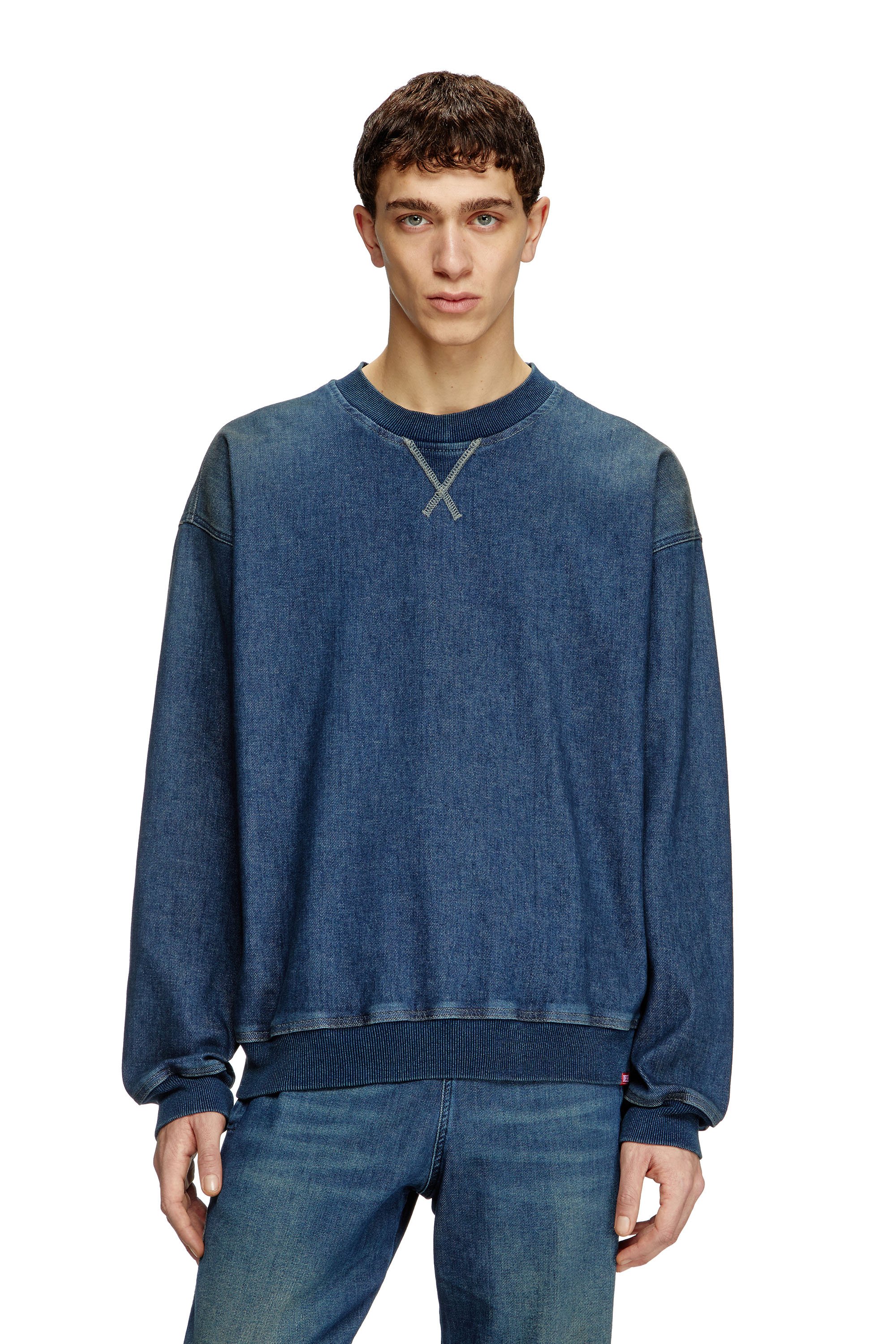 Diesel - D-KRIBY-S TRACK, Sweat-shirt en Track Denim Mixte in Bleu - 1