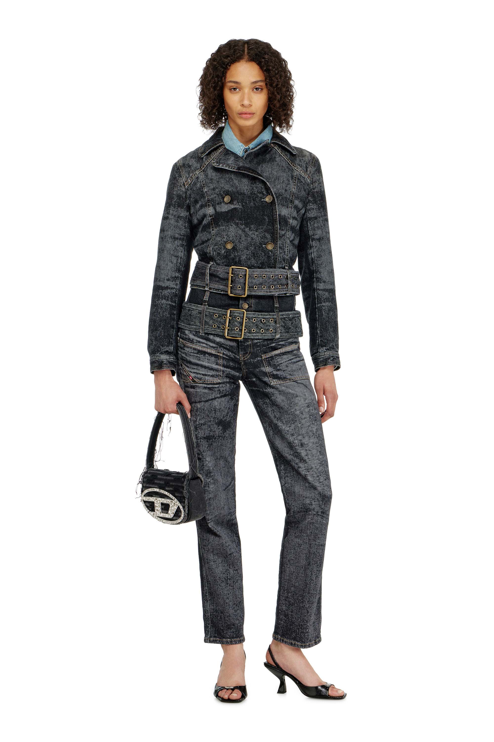 Diesel - Slim Jeans D-Gorina 09Q30 Femme, Noir/Gris fonc&eacute; - Image 1
