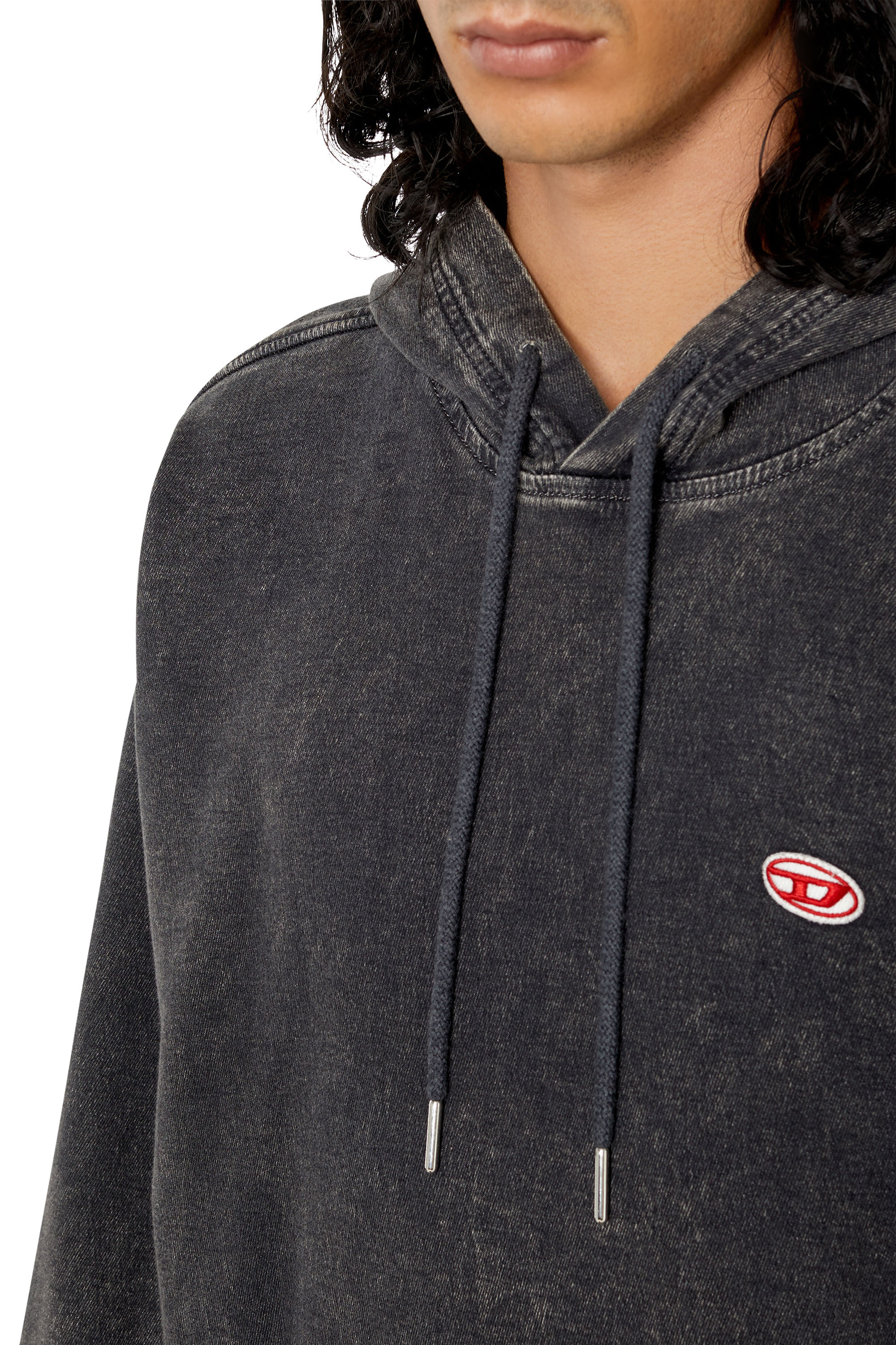Diesel - D-UM-RIB TRACK DENIM HOODIE, Noir/Gris foncé - Image 5