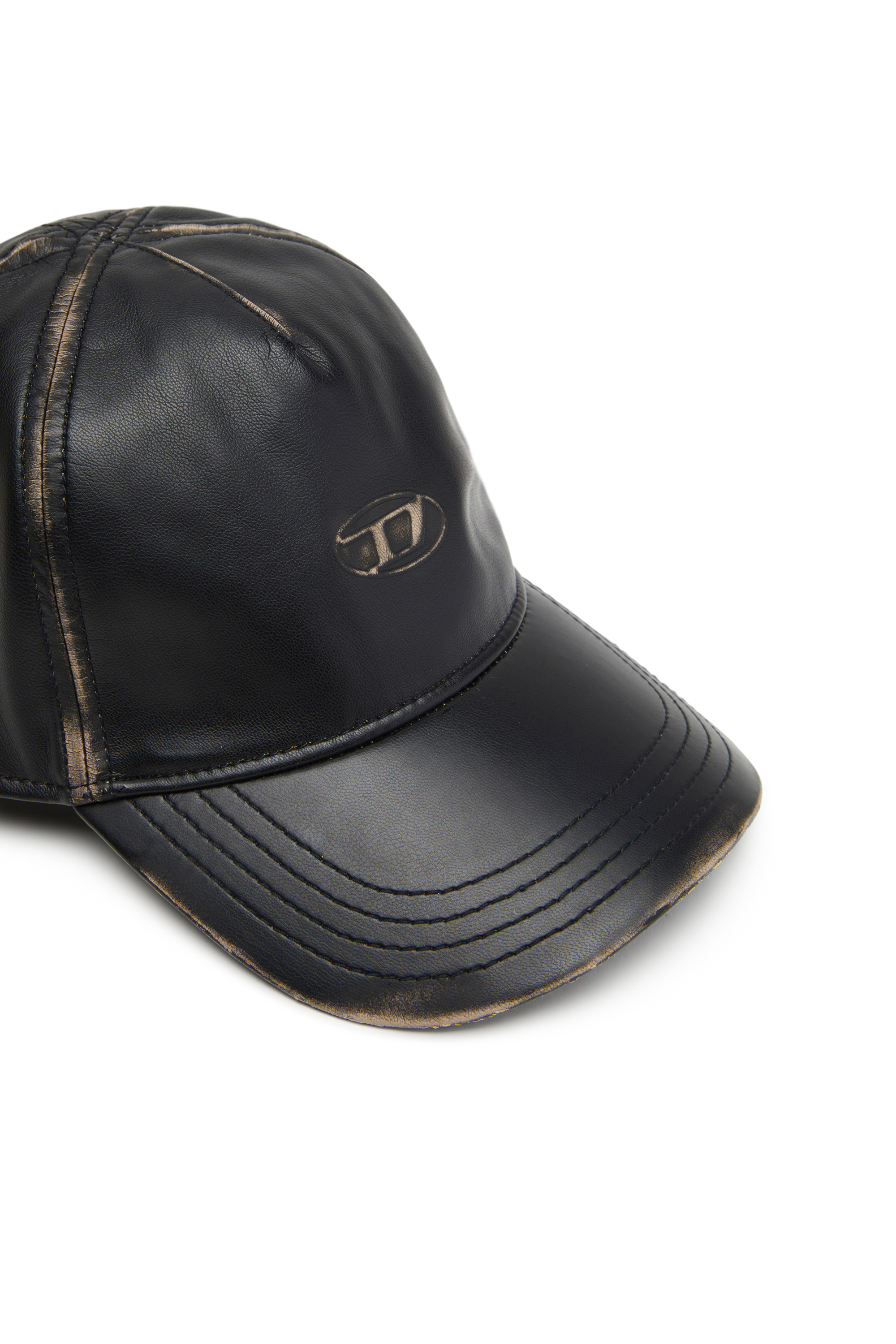 Diesel - C-HEATHER, Casquette de baseball en simili cuir Homme in Noir - 3