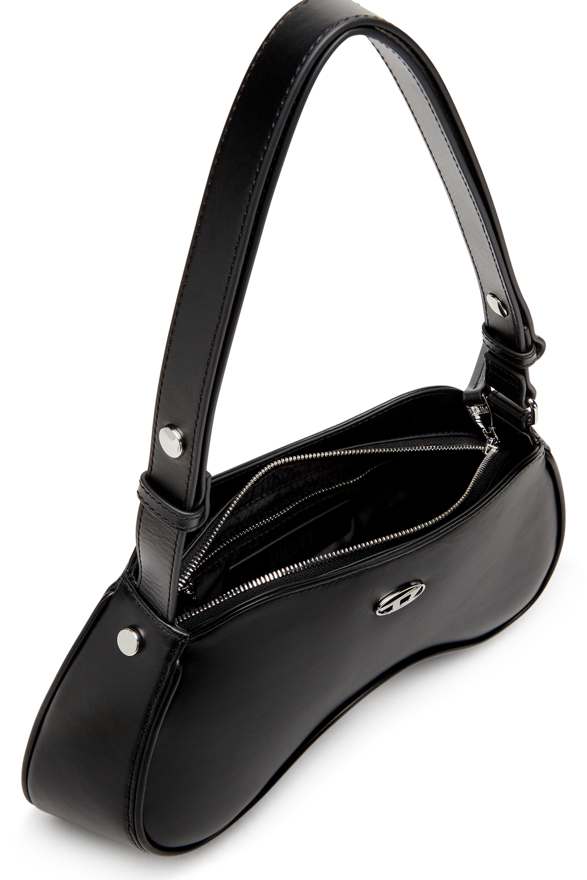 Diesel - PLAY SHOULDER, Play-Sac à bandoulière en cuir semi-brillant Femme in Noir - 4