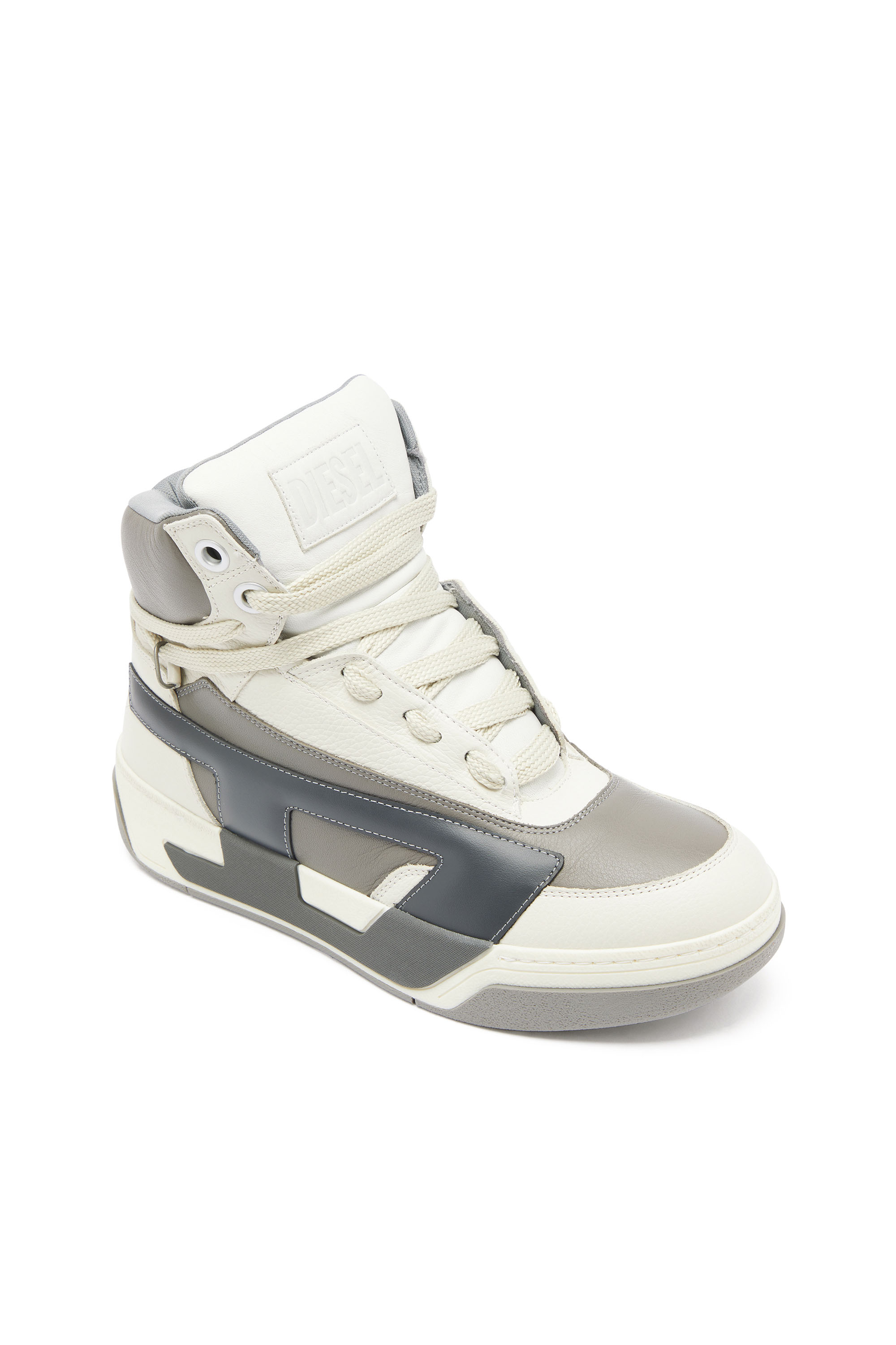 Diesel - S-D-OLLIE MID, S-D-Ollie - Sneakers montantes en cuir avec logo D Homme in Blanc - 6
