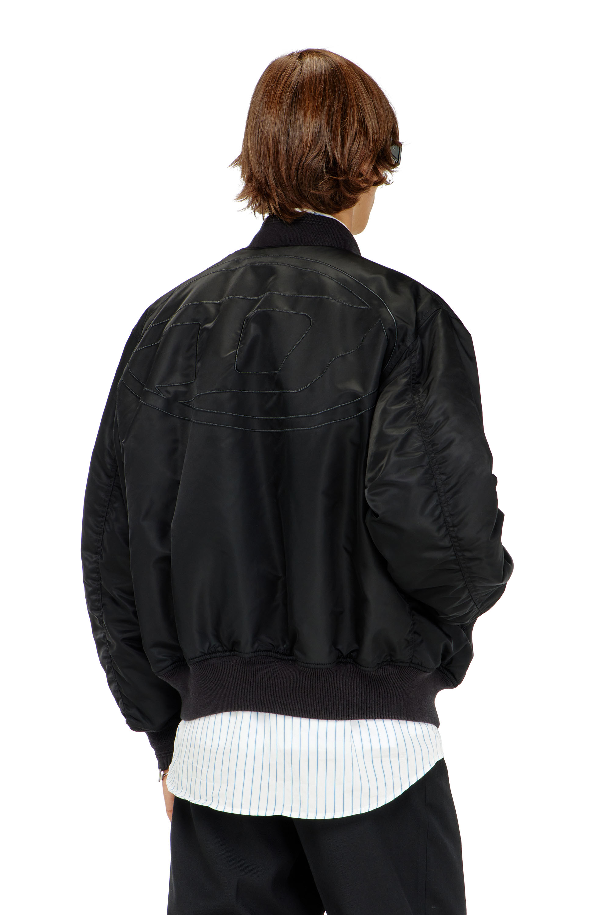 Diesel - W-TYPE-D1, Blouson aviateur rembourr&eacute; avec broderie Oval D Homme in Noir - 4