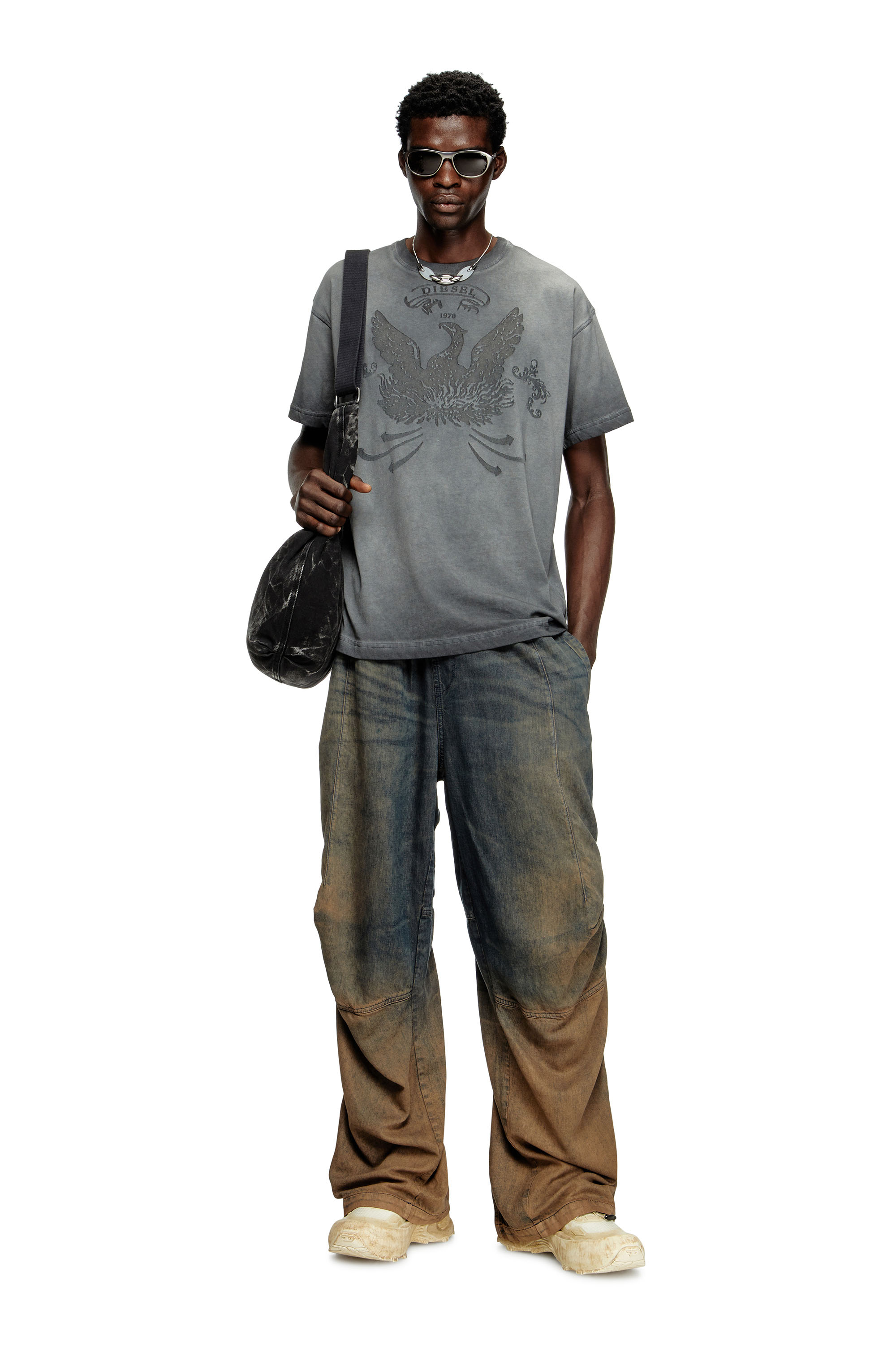 Diesel - RAVE HOBO X, Rave - Sac hobo en denim avec fermeture éclair Mixte in Noir - 6