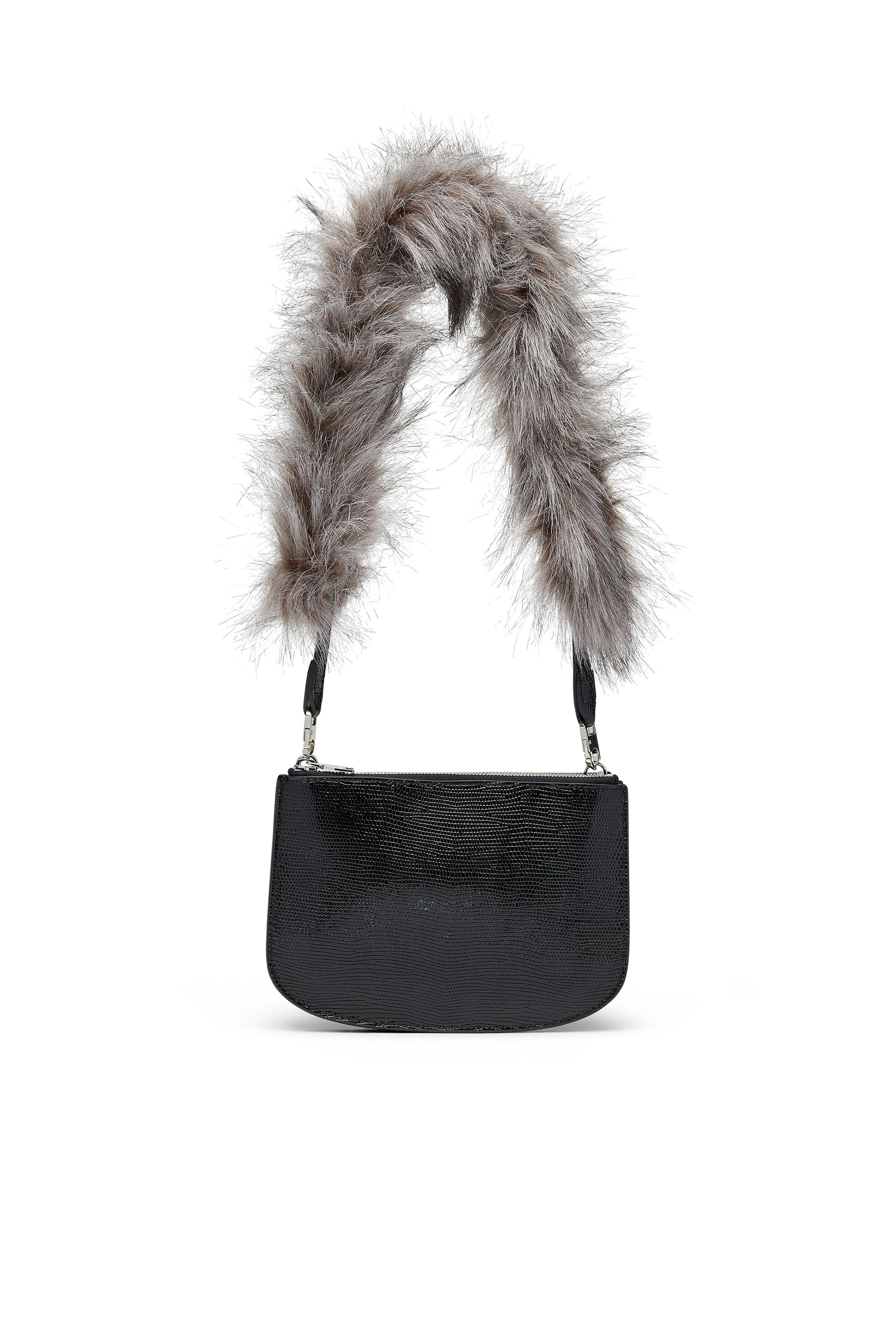 Diesel - 1DR TWIN, Sac à épaule à double pochette en cuir embossé Femme in Noir - 2