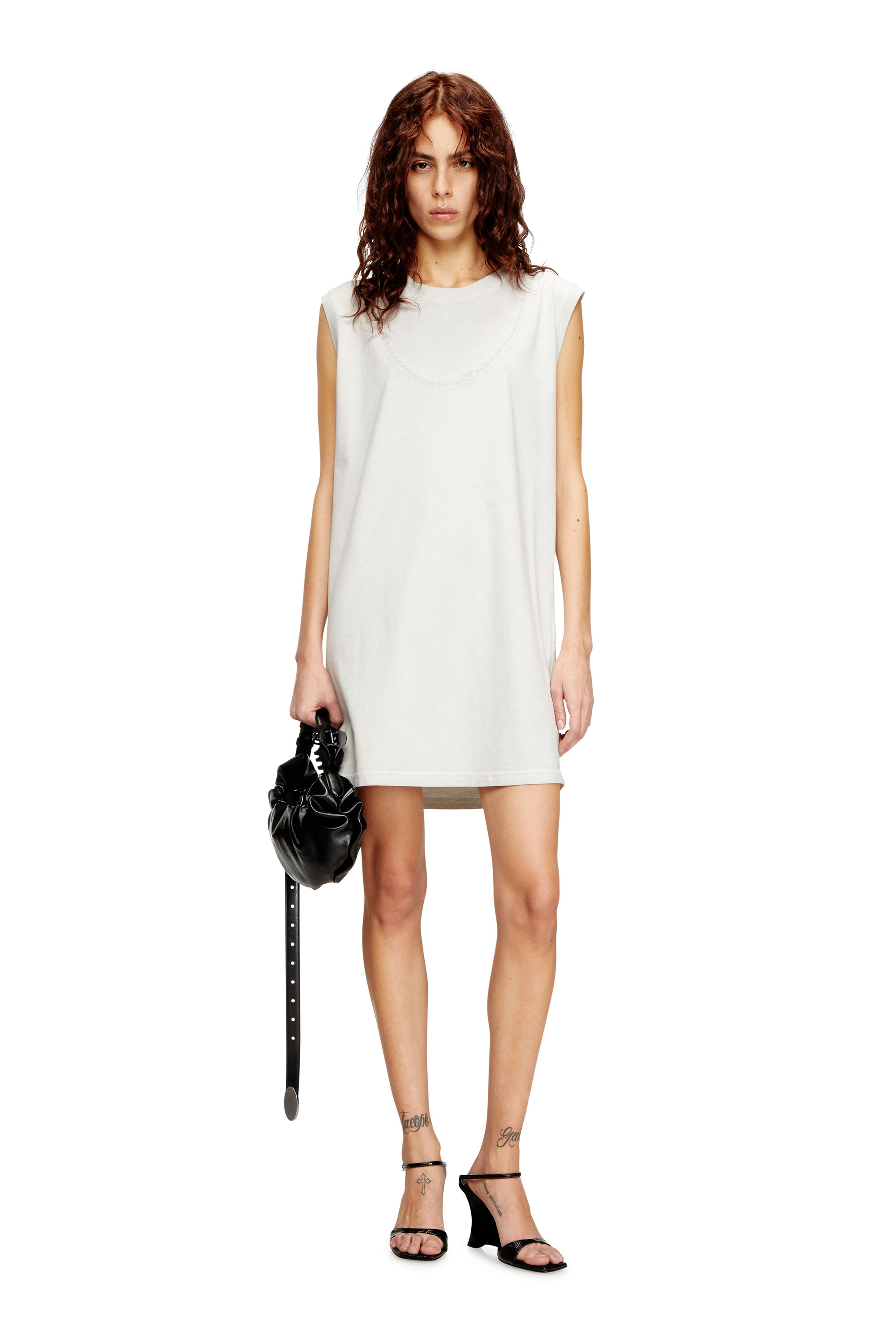 Diesel - D-EMB, Robe courte en coton avec chaîne en relief Femme in ToBeDefined - 1