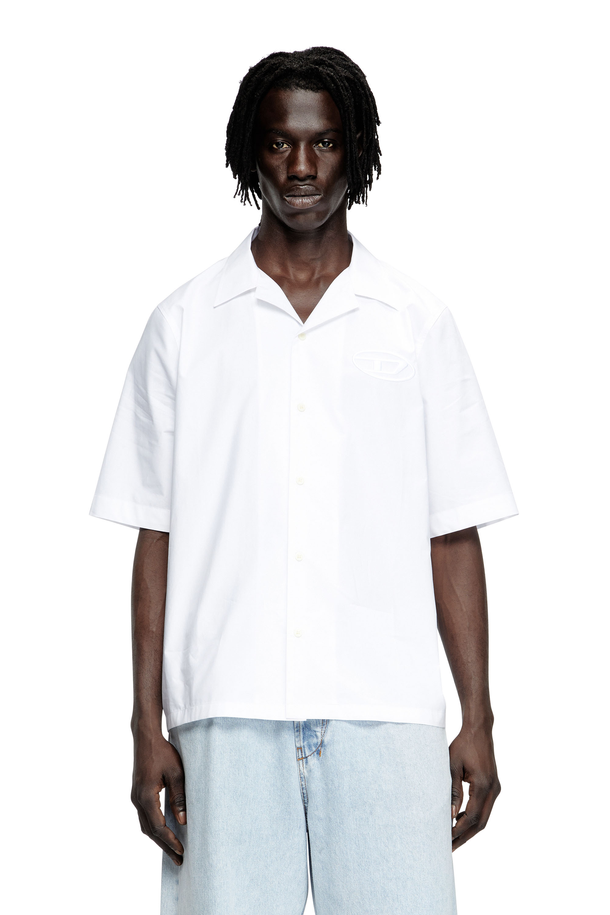Diesel - S-MAC-PCAL, Chemise de bowling avec logo Oval D Homme in Blanc - 1
