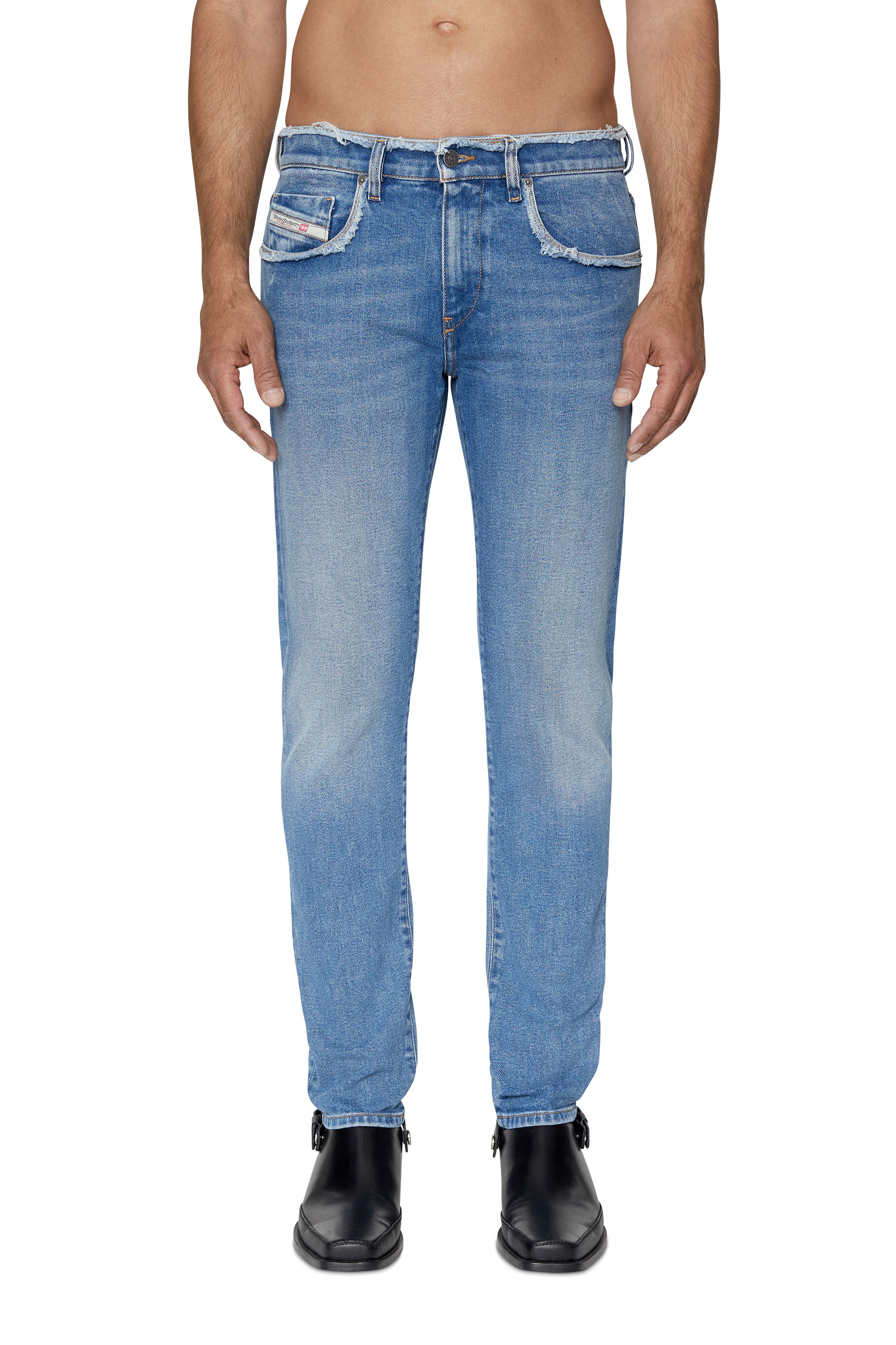 Diesel - 2019 D-Strukt 09E19 Slim Jeans, Bleu moyen - Image 1