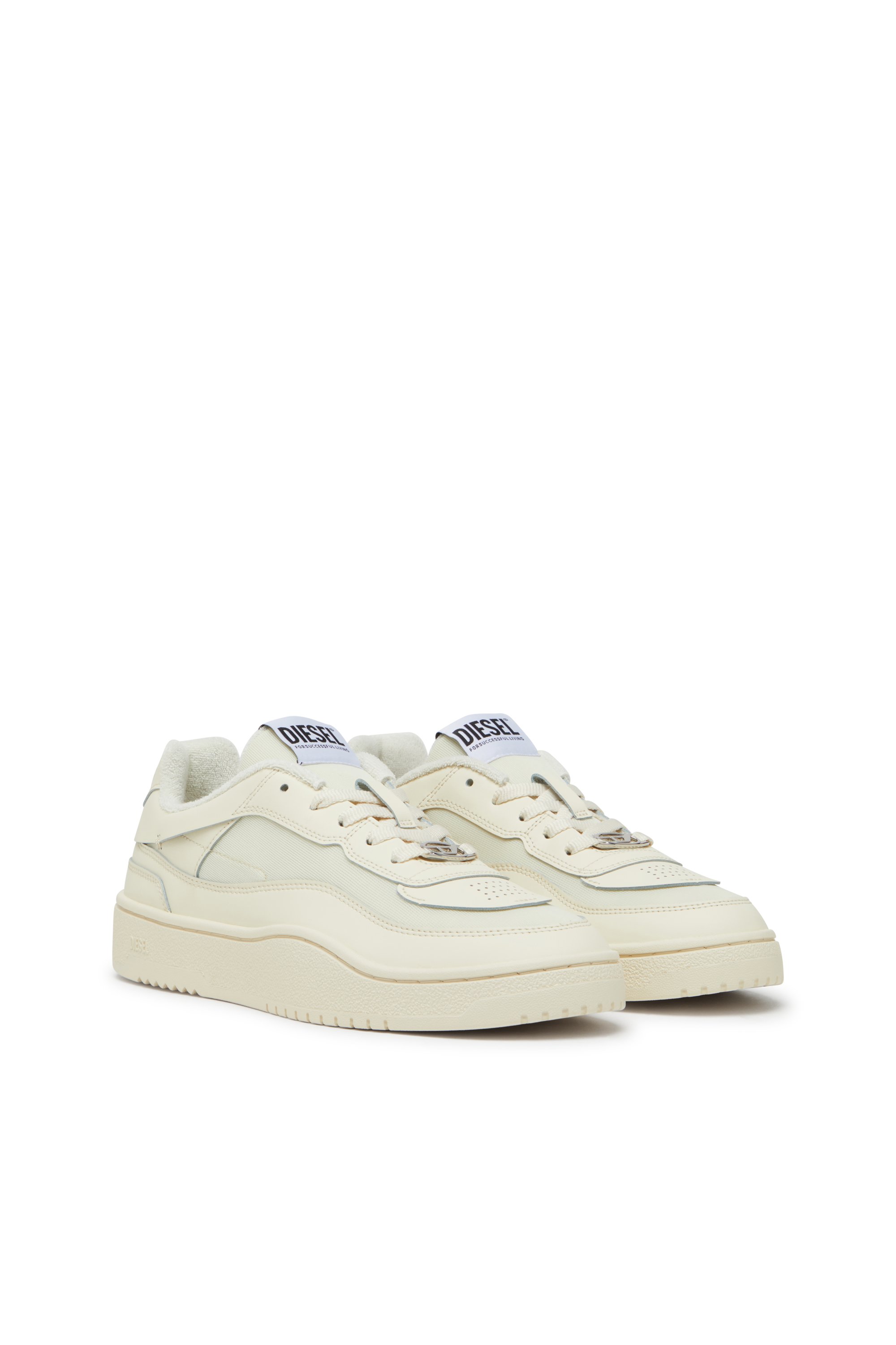 Diesel - S-OVAL SKATE LOW, S-Oval Skate-Sneakers en cuir avec empiècements en tissu Homme in Beige - 2