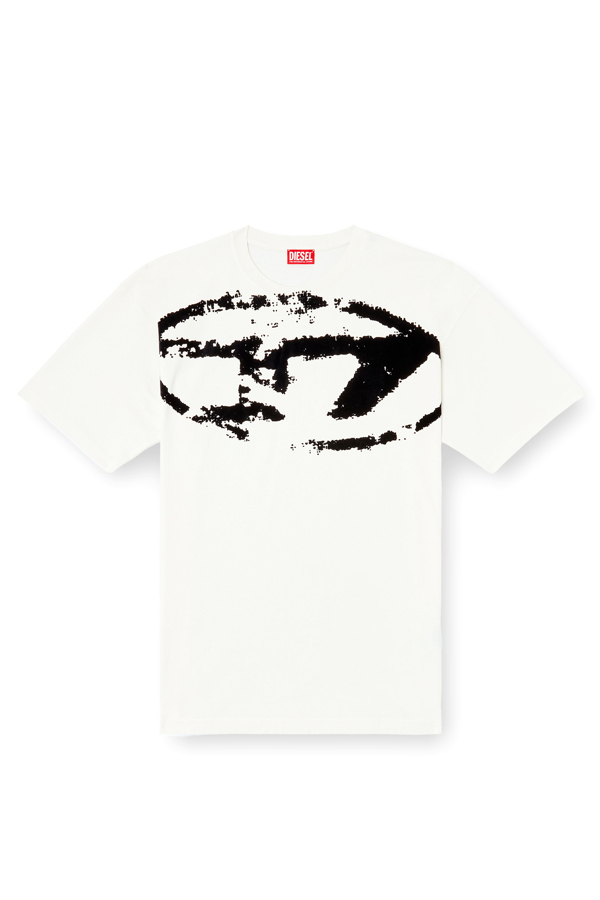 Diesel - T-BOXT-N14, T-shirt avec logo floqu&eacute; effet vieilli Homme in Blanc - 3