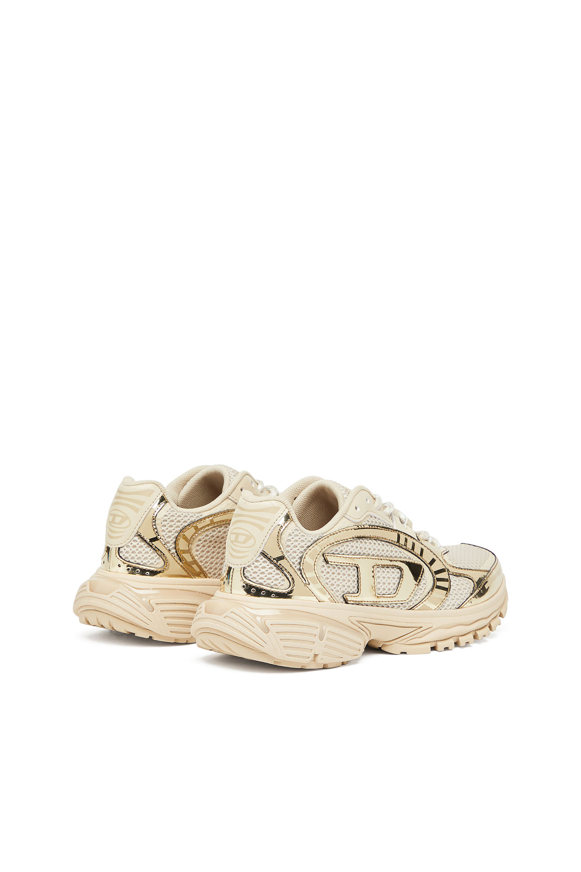 Diesel - S-PRO-V-DENSE LOW W, S-Pro-V-Dense-Sneakers en mesh métallisé avec logo Oval D Femme in Beige - 3