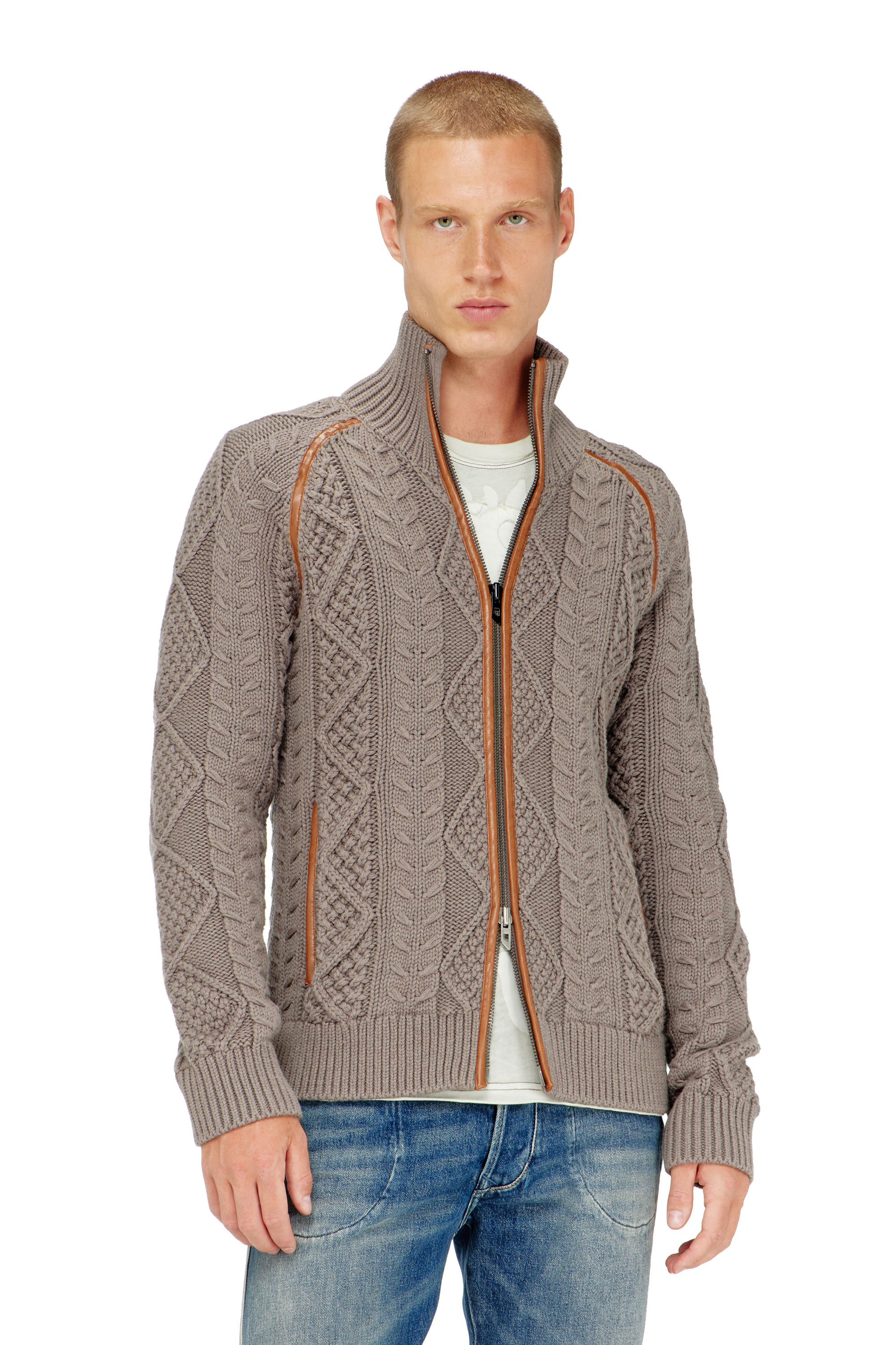 Diesel - K-INOKI, Cardigan zip en maille torsad&eacute;e Homme in ToBeDefined - 1