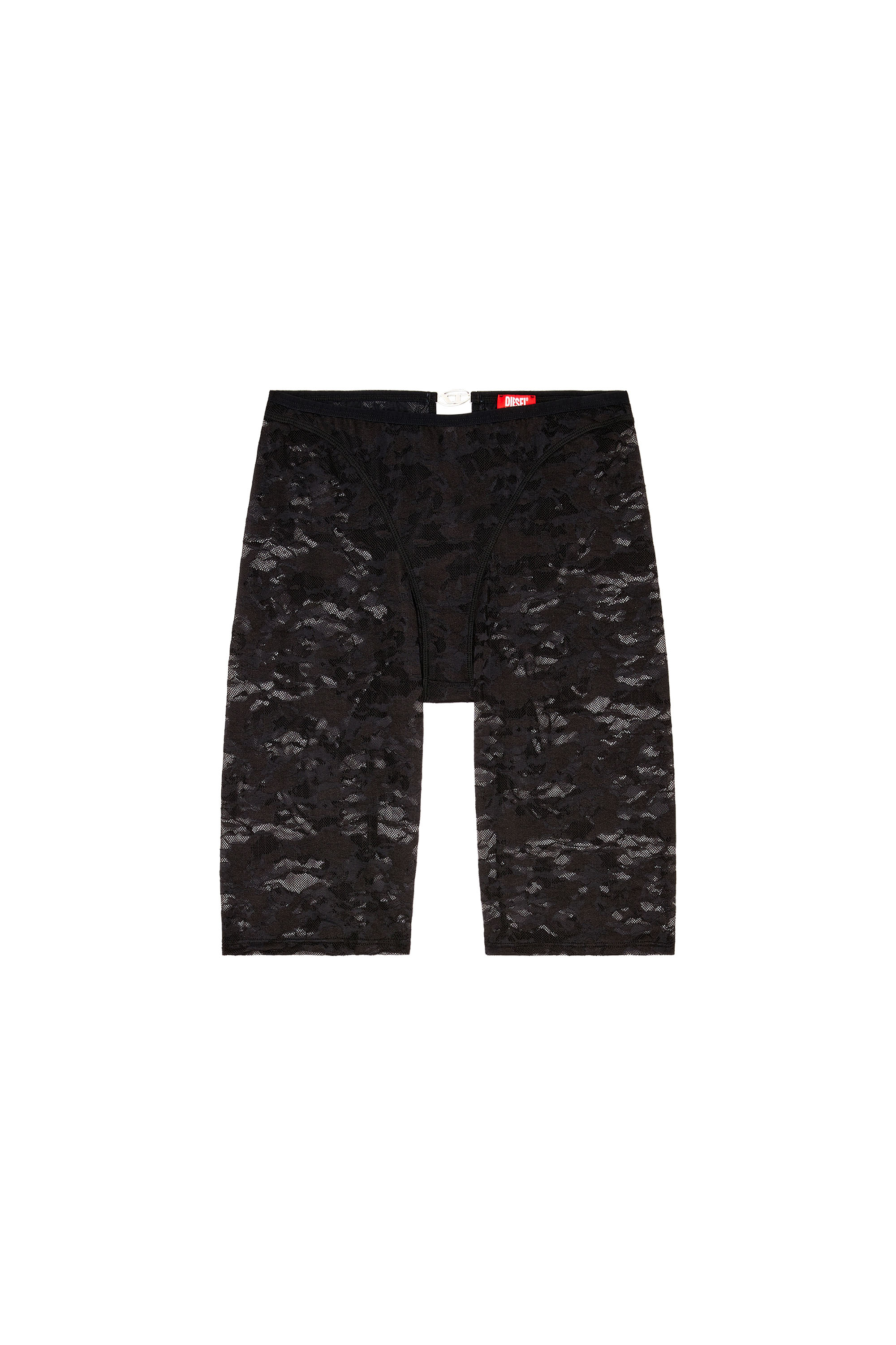 Diesel - UFLB-D-OVAL-LACE-SHORT, Short en dentelle camouflage avec plaque Oval D Femme in Noir - 4