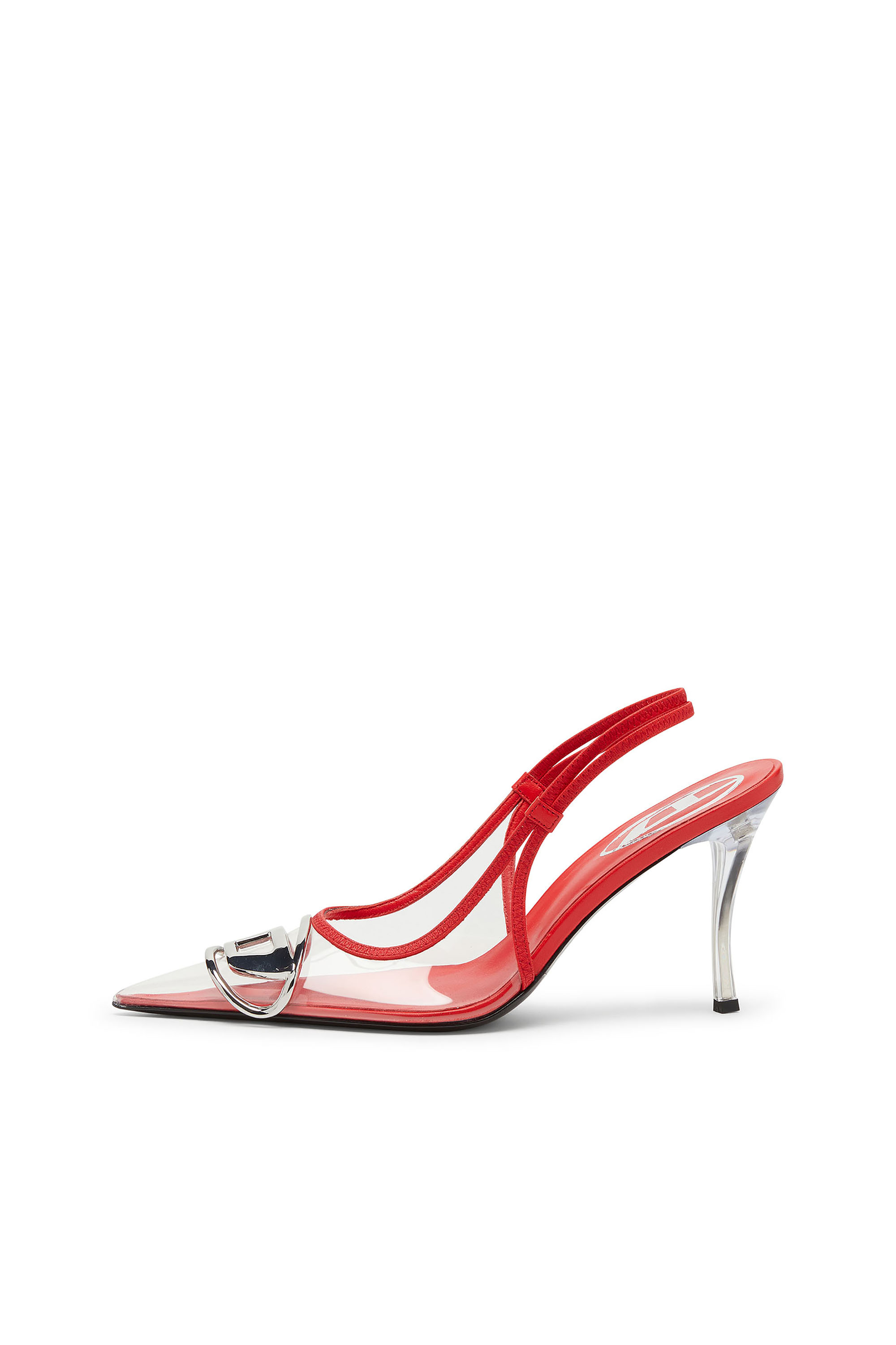 Diesel - D-VENUS SB, D-Venus-Escarpins slingback transparents à garniture en cuir Femme in Rouge - 2