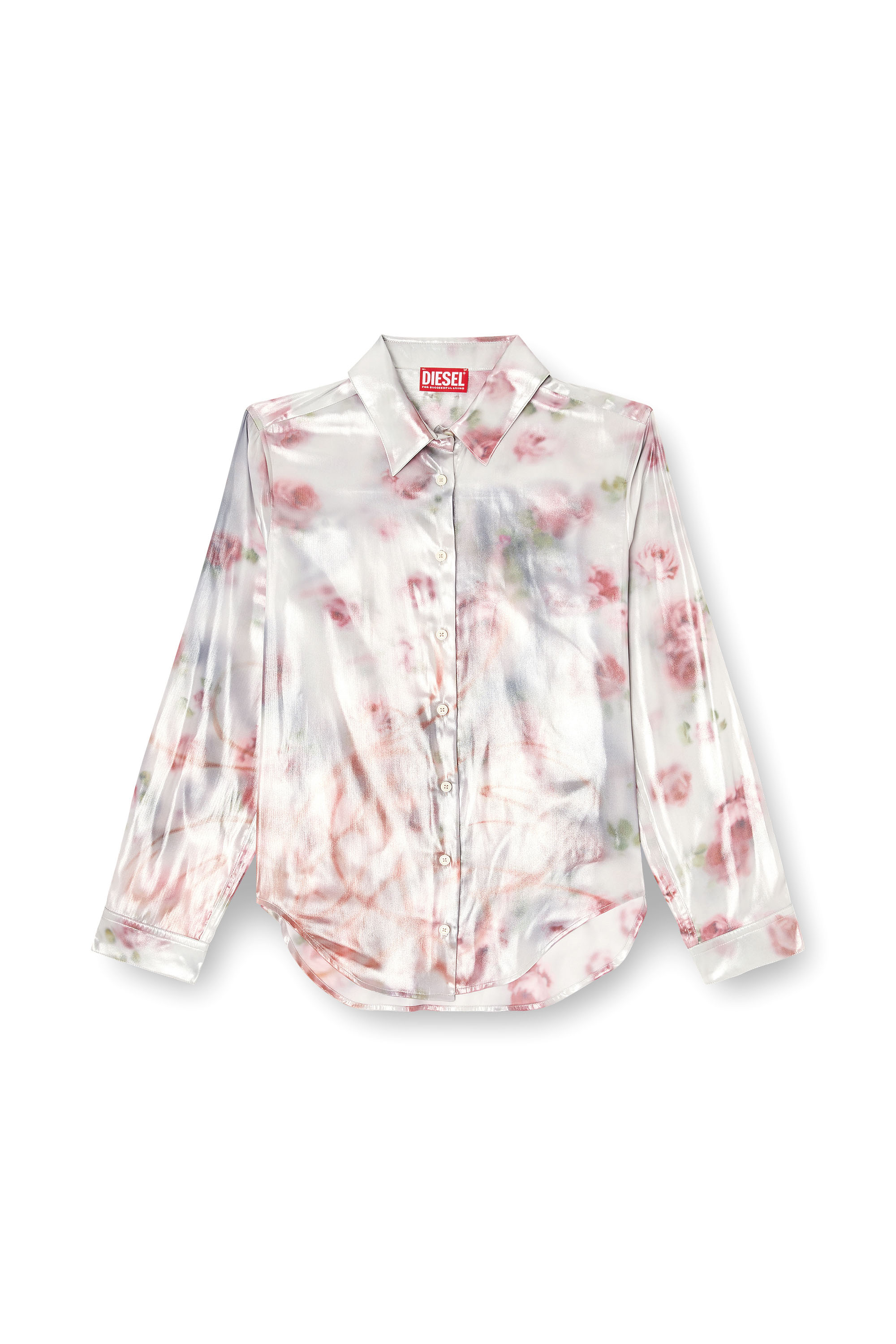 Diesel - C-RONOR-S2, Chemise métallique avec imprimé de roses floues Femme in Polychrome - 3