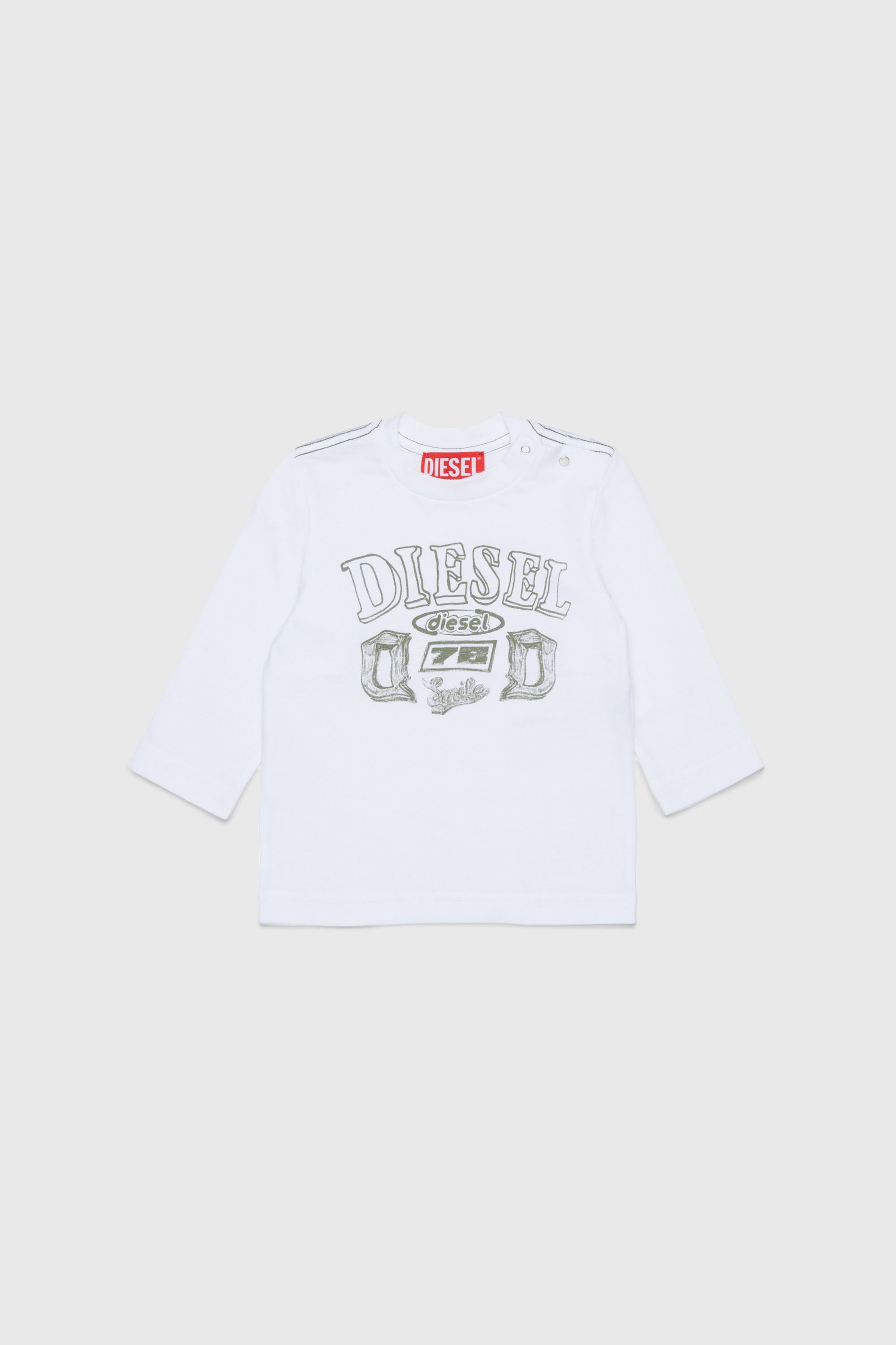 Diesel - TBANB, T-shirt &agrave; manches longues avec logo imprim&eacute; Homme in Blanc - 1