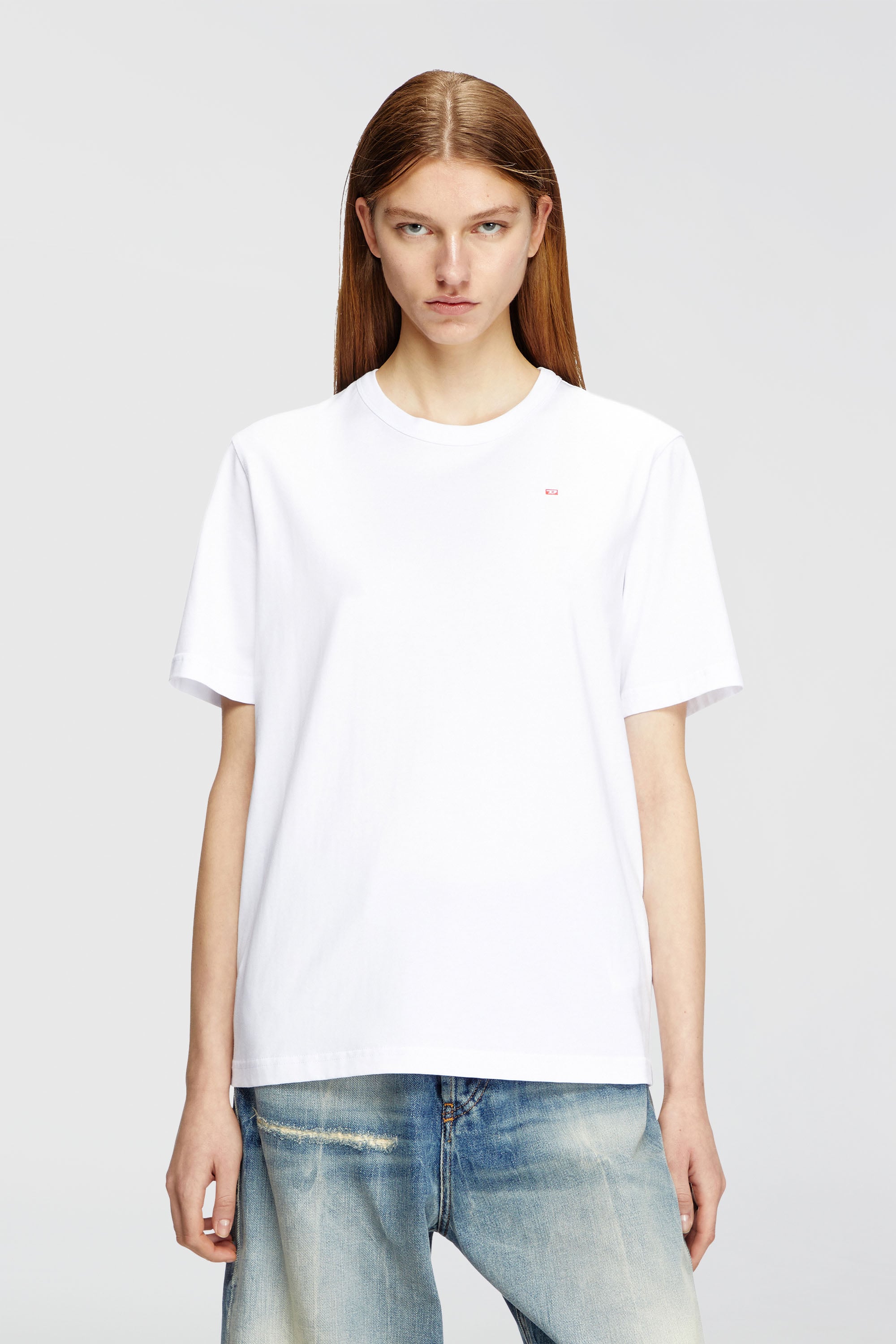 Diesel - T-ADJUST-MICRODIV, T-shirt avec logo micro-brod&eacute; Mixte in Blanc - 1