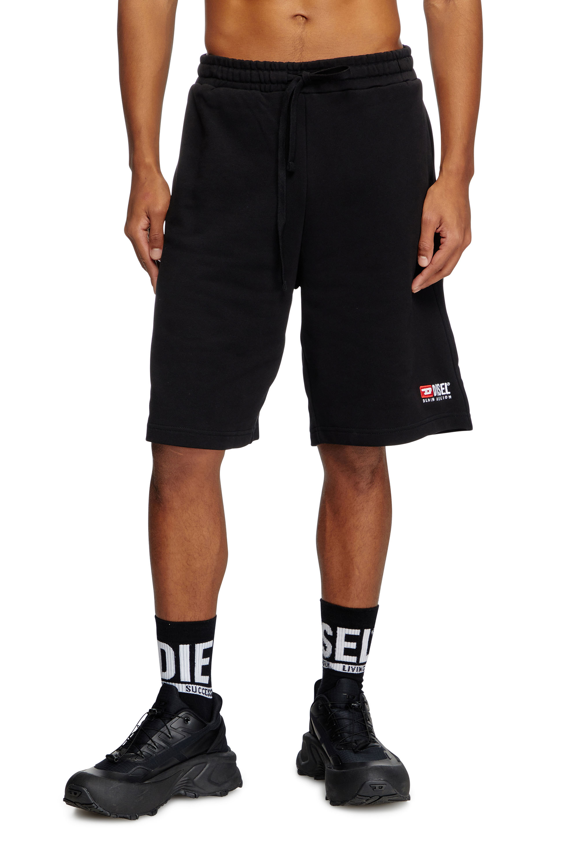 Diesel - P-CROWN-DIV, Short de survêtement avec logo brodé Homme in Noir - 1