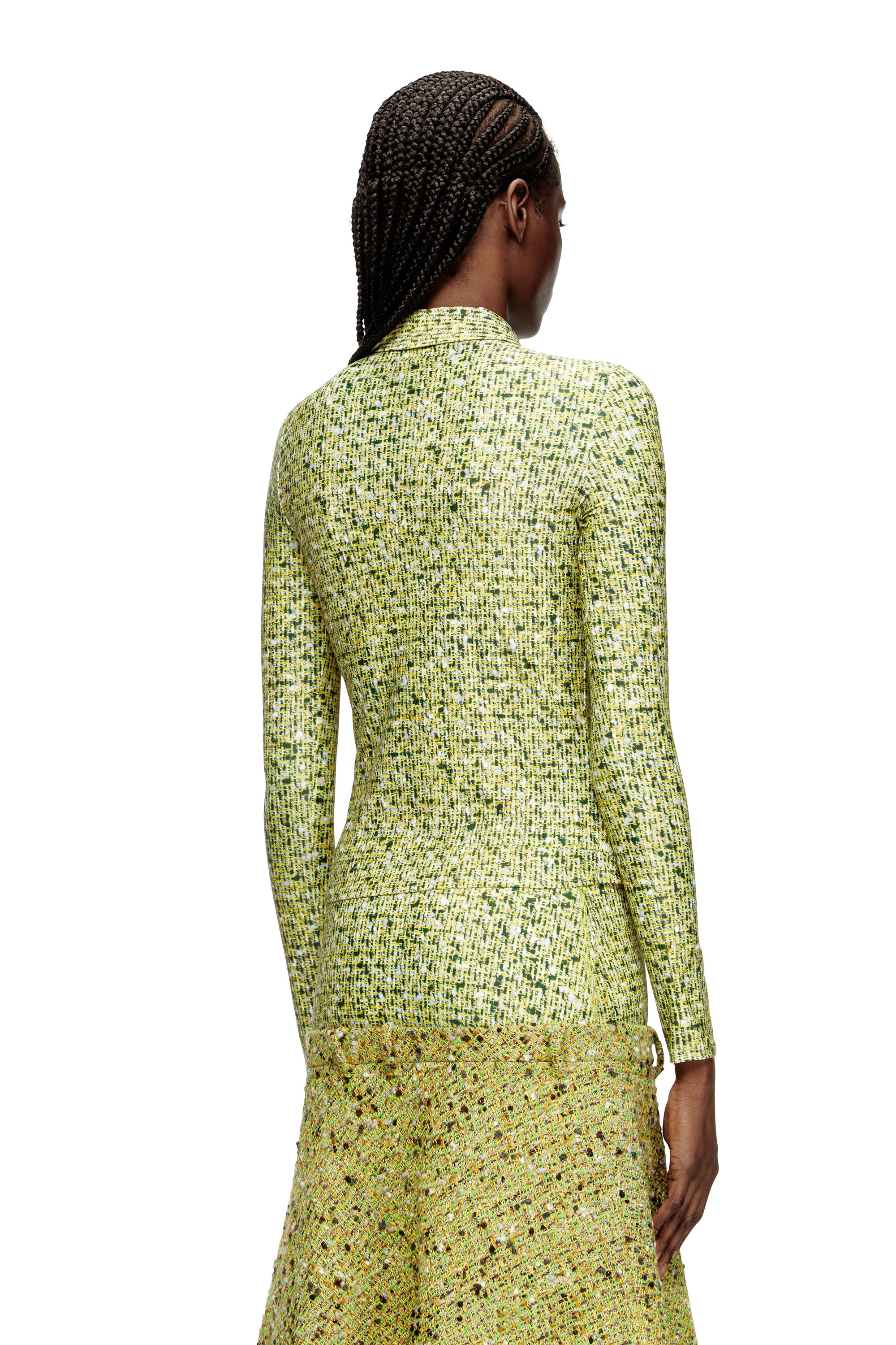 Diesel - C-ELAZ-BC, Chemise en tissu stretch avec imprimé bouclé Femme in Jaune - 4