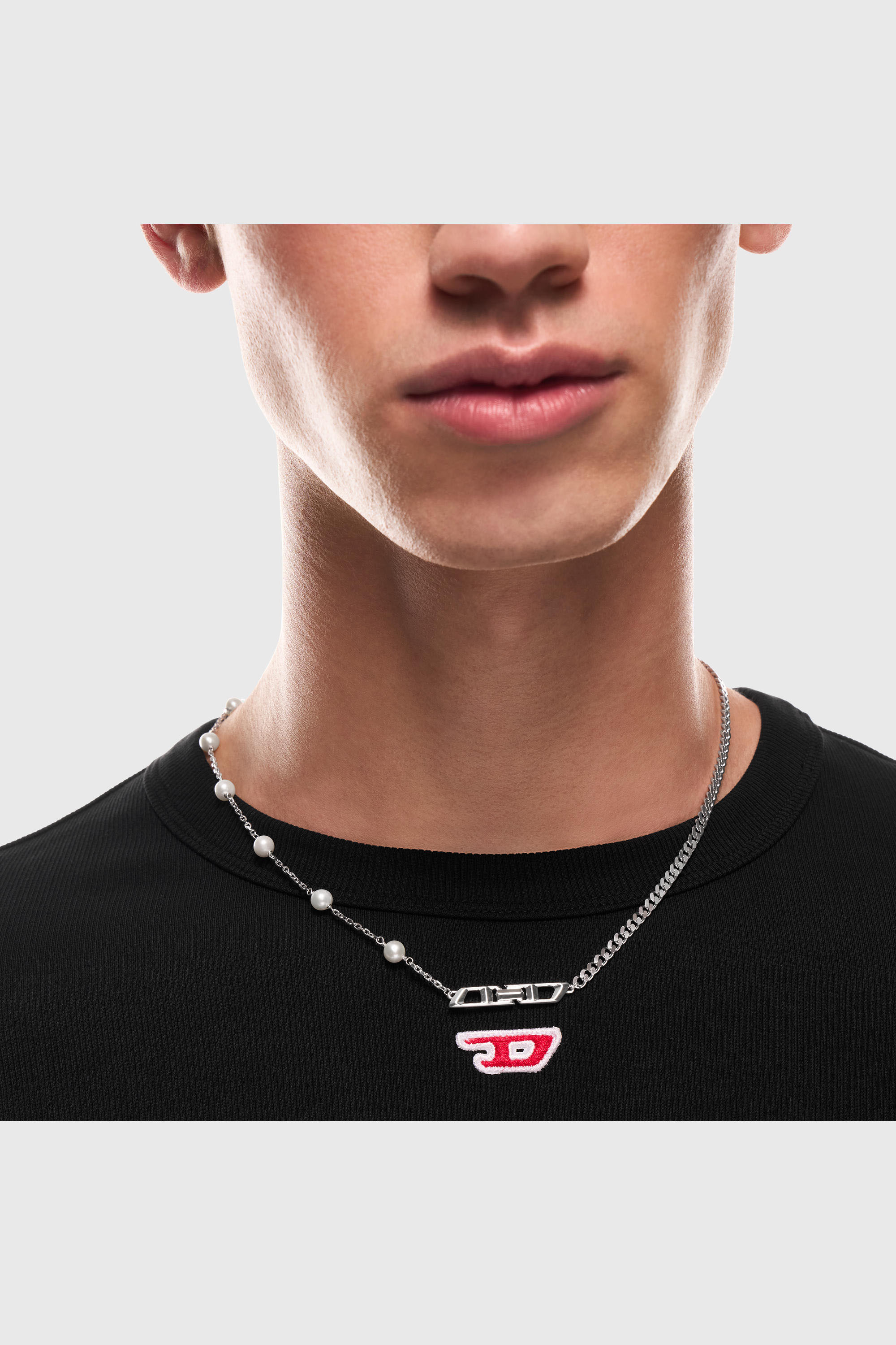 Diesel - DL1373040, Collier cha&icirc;ne en argent sterling et perles Mixte in Gris argent&eacute; - 5