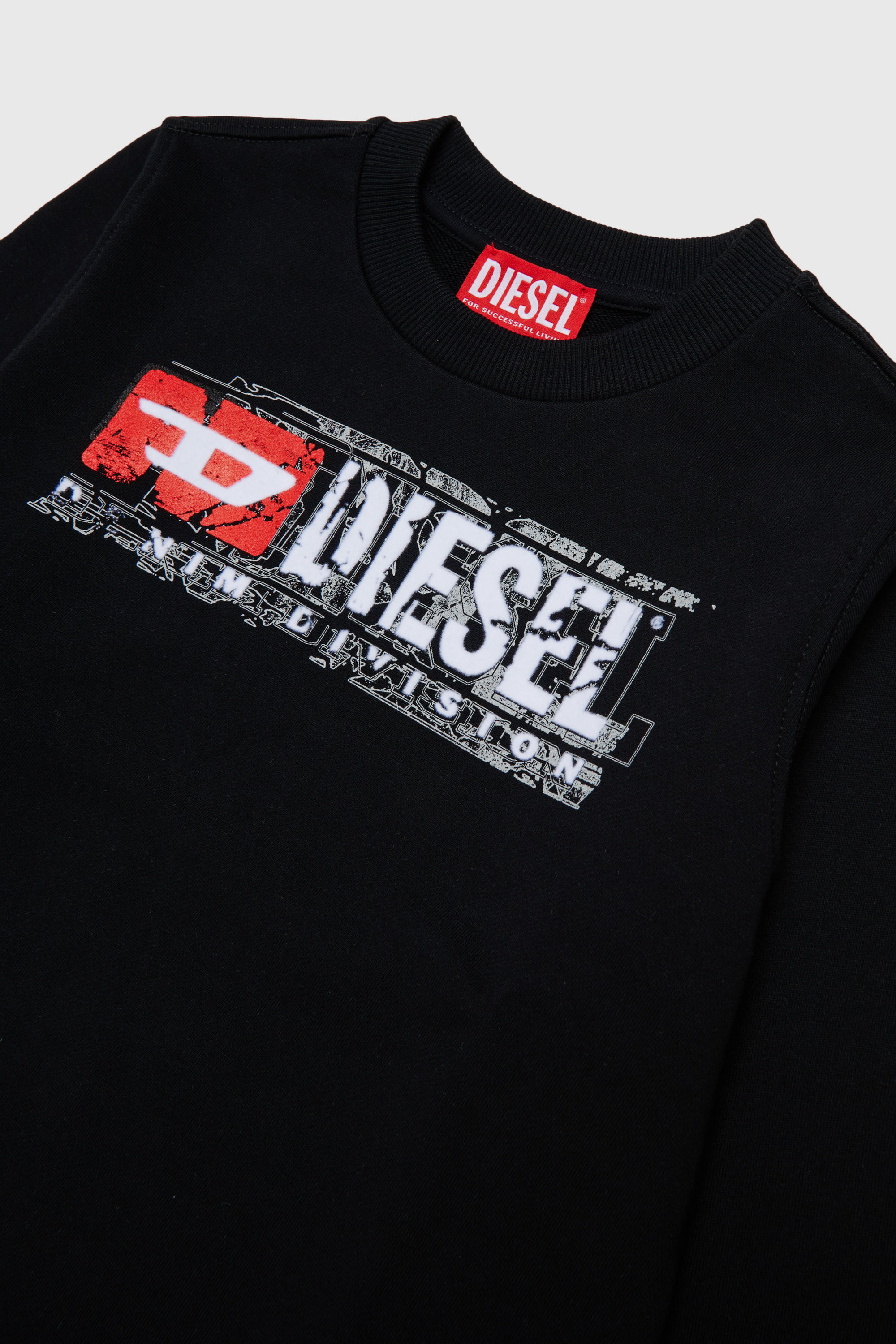 Diesel - SLOMIX, Sweat-shirt avec logo effet us&eacute; Homme in Noir - 3