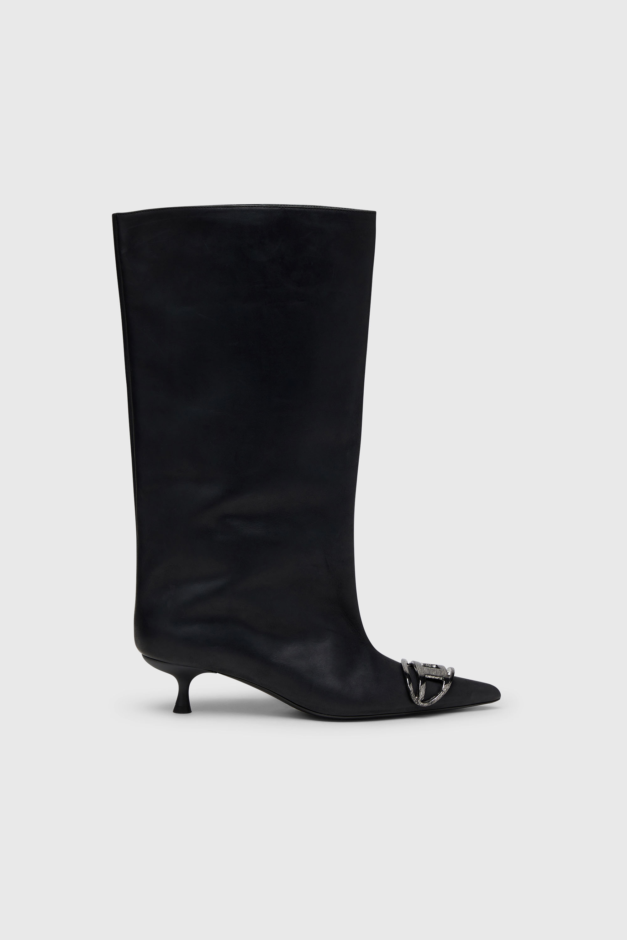 Diesel - D-VENUS 40 KB TUBE, D-Venus-Bottes hauteur genou en cuir huil&eacute; Femme in Noir - 1