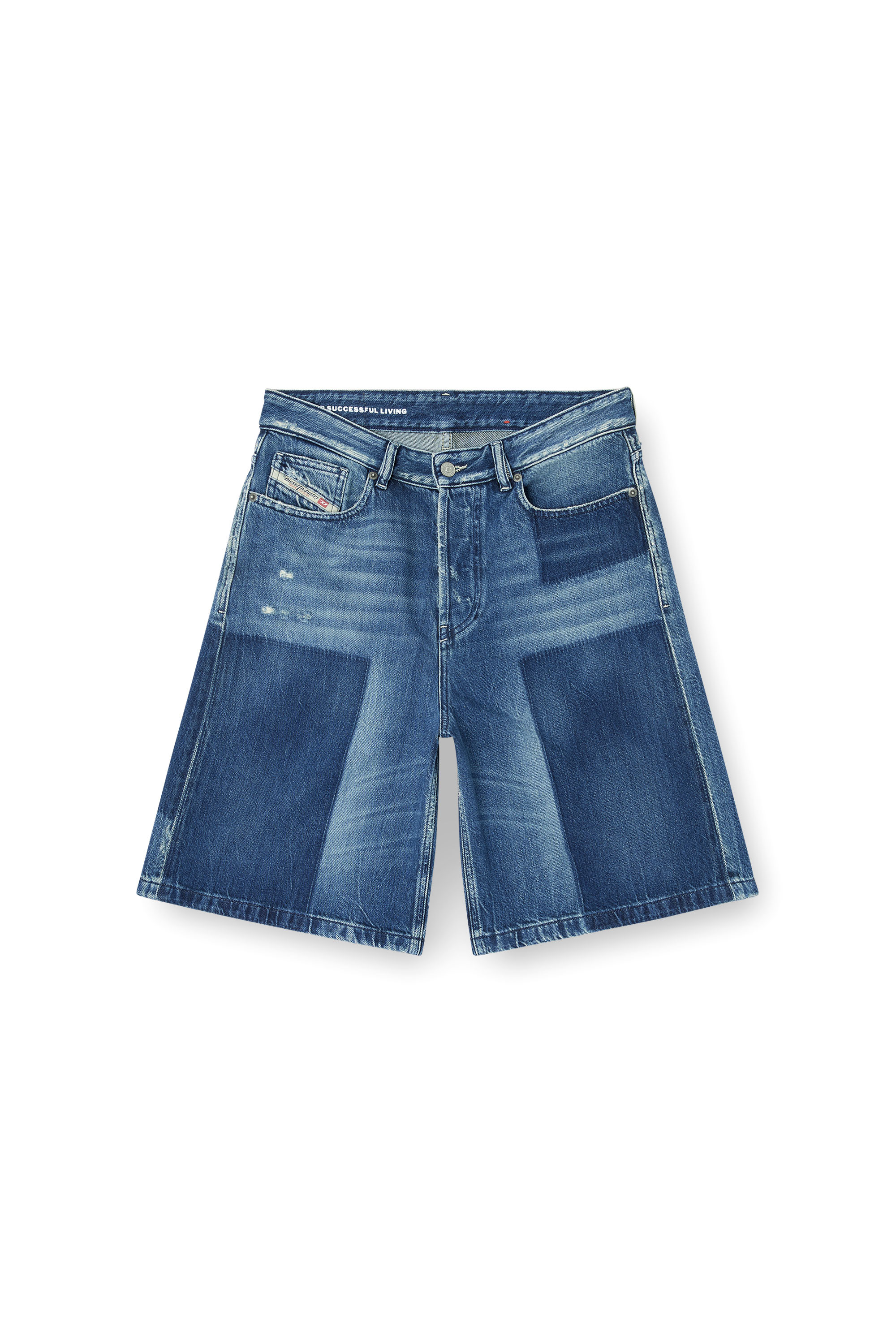 Diesel - DE-SIRE-SHORT, Short en denim à effet contrasté Femme in Bleu - 2