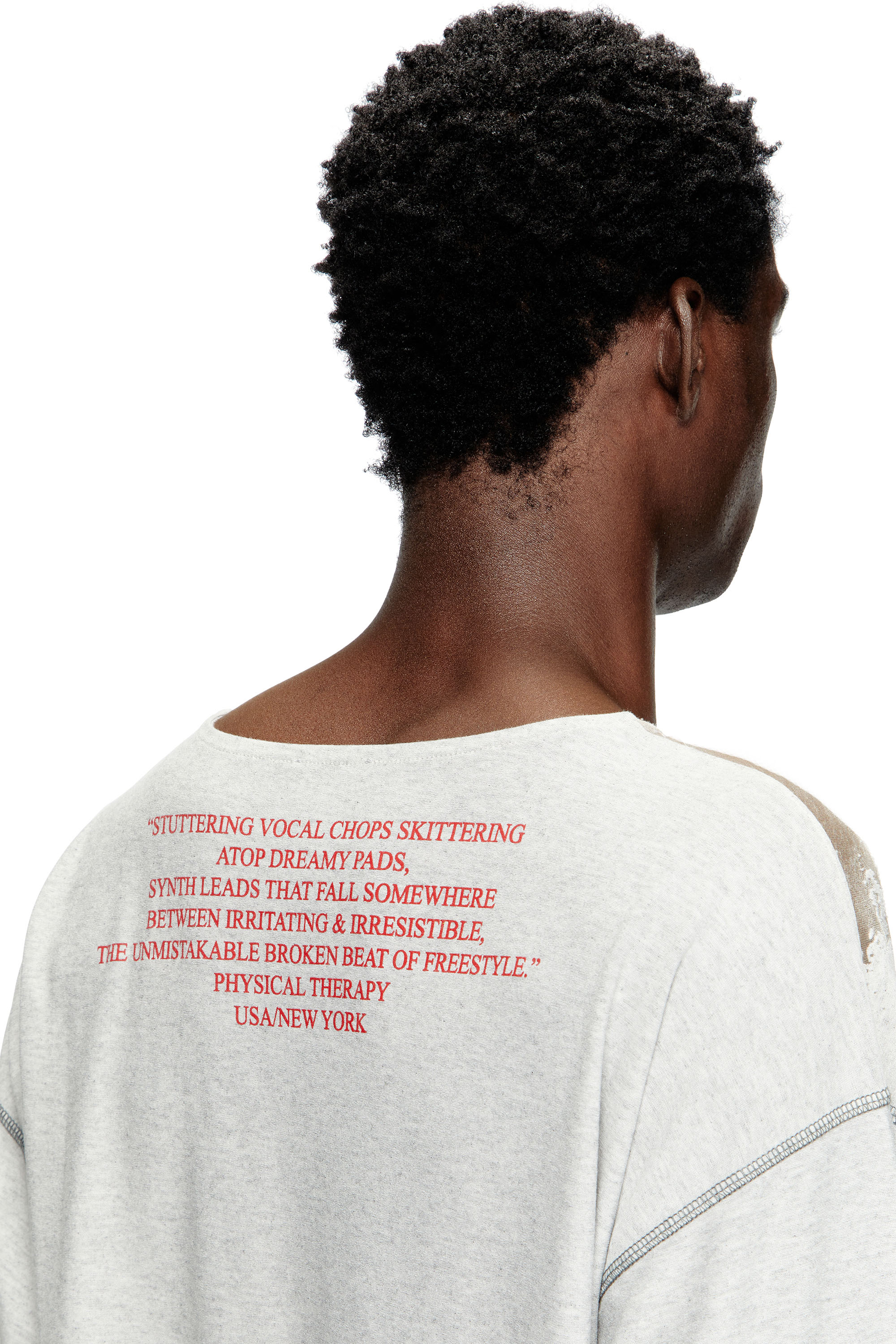 Diesel - T-JERRY-B, T-shirt à manches longues avec imprimé paroles Mixte in Gris - 5